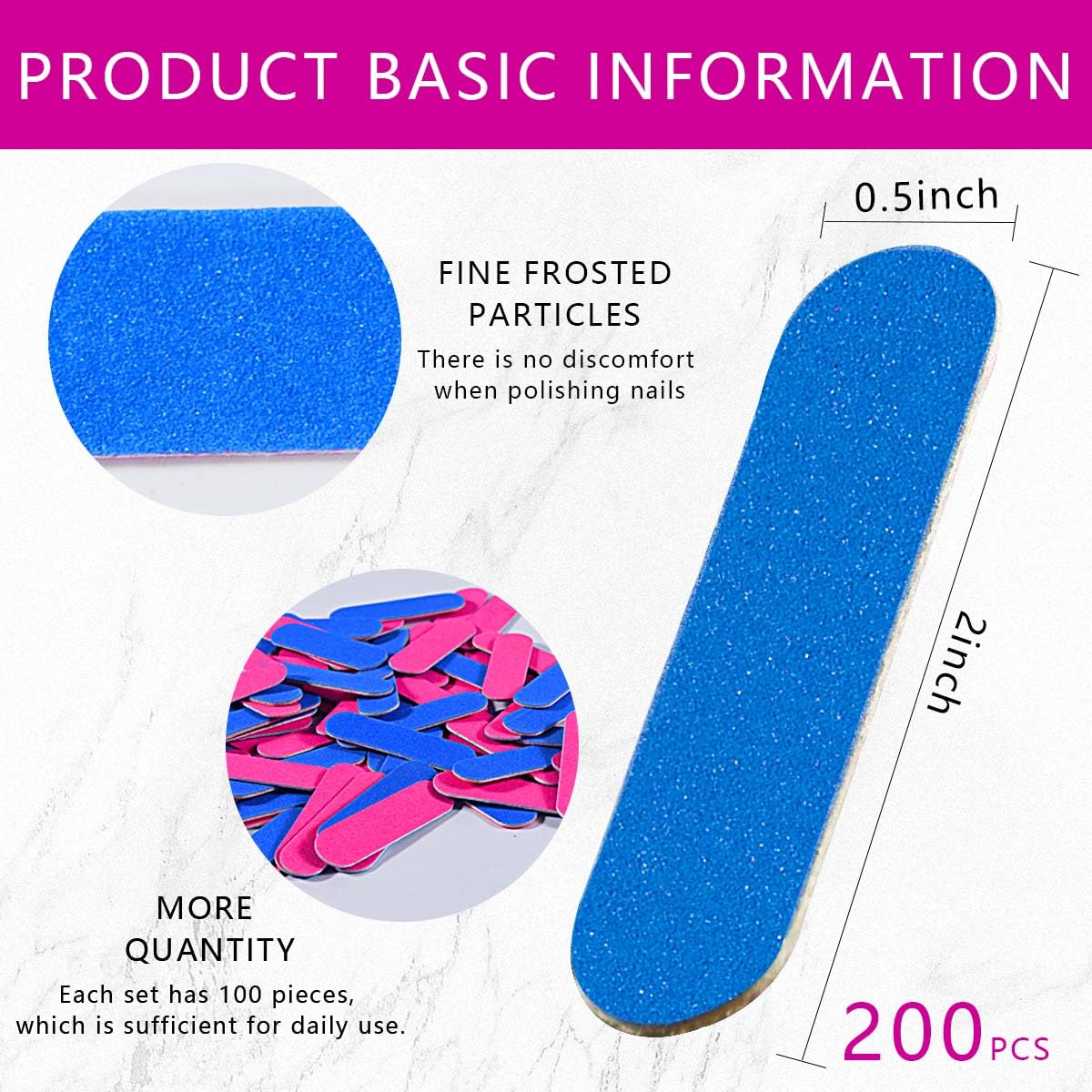 KISEER Mini Nail Files Bulk, 200 Pcs Disposable Double Sided Emery Boards Travel Size for Men, Women, Kids (2 Inch)