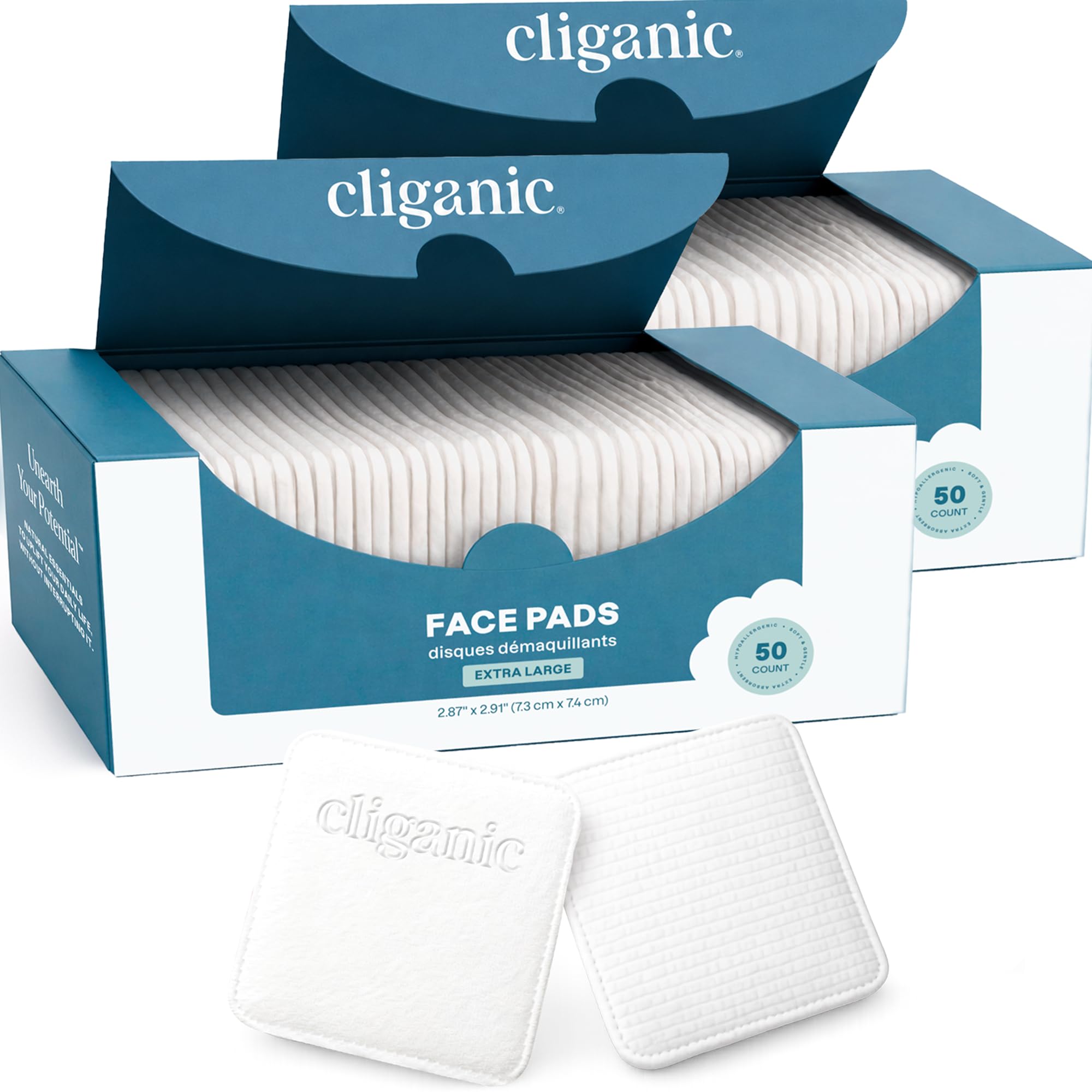 Cliganic Organic Cotton Pads, 100% Pure Makeup Remover Face Pads, 100ct