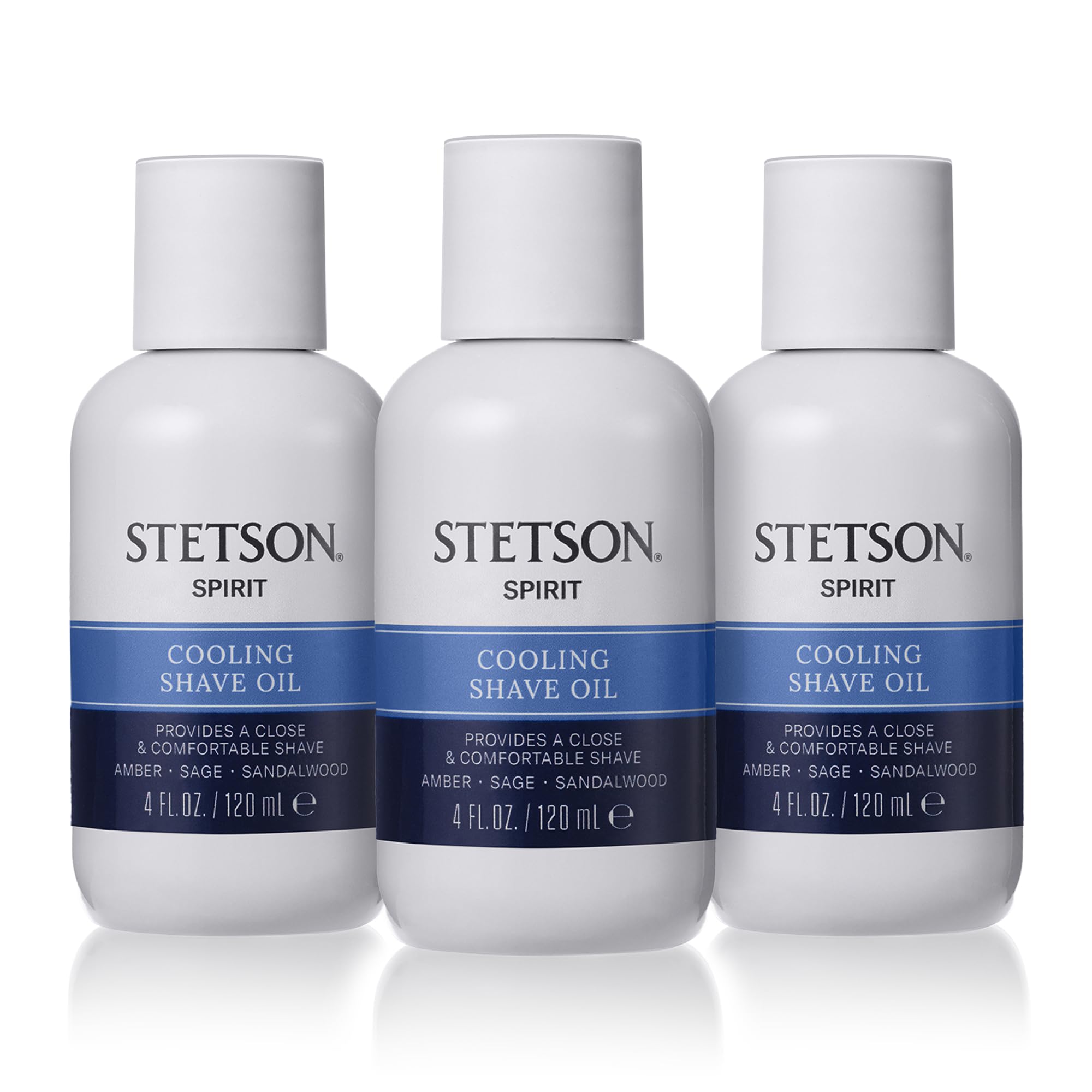 Stetson Spirit Cooling Shave Oil for Men, 3 Pack 4 Fl Oz Each
