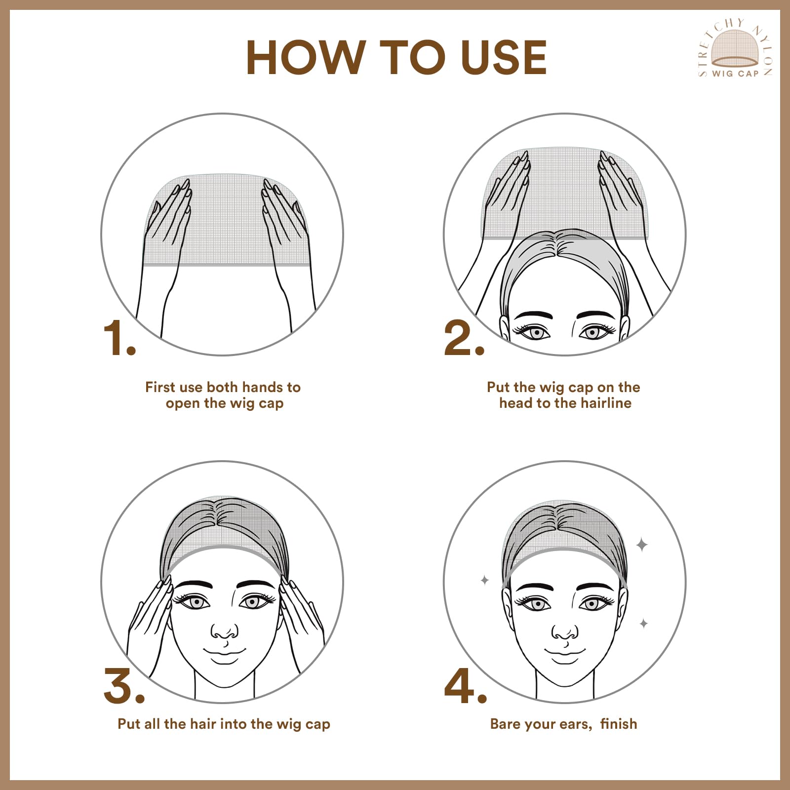 Teenitor Wig Cap, 20 Pack Brown Stocking Cap Stretchy Nylon Wig Caps, Skin Tone Stocking Cap Wig Caps Application For Women Men-