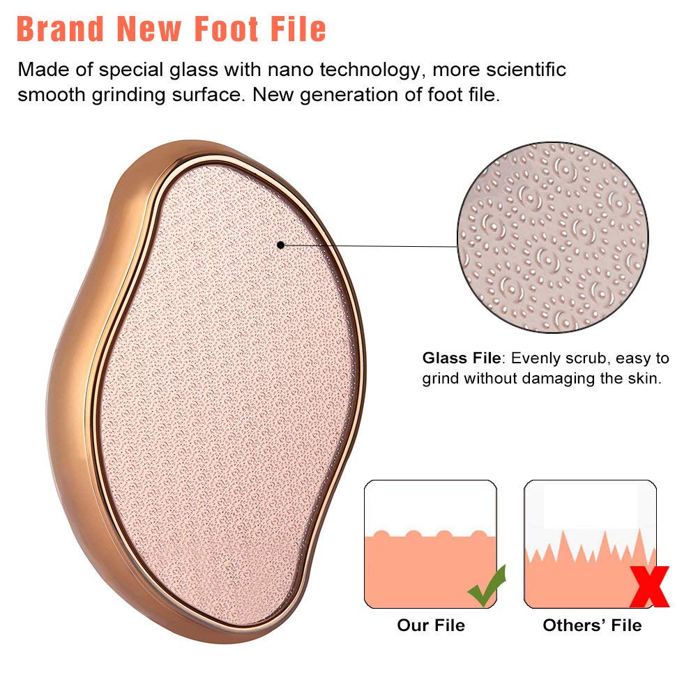 BEZOX glass Foot File callus Remover, crystal Pedicure Foot Scrubber for Travel Use, Portable Handheld Sized Foot Scraper for cr