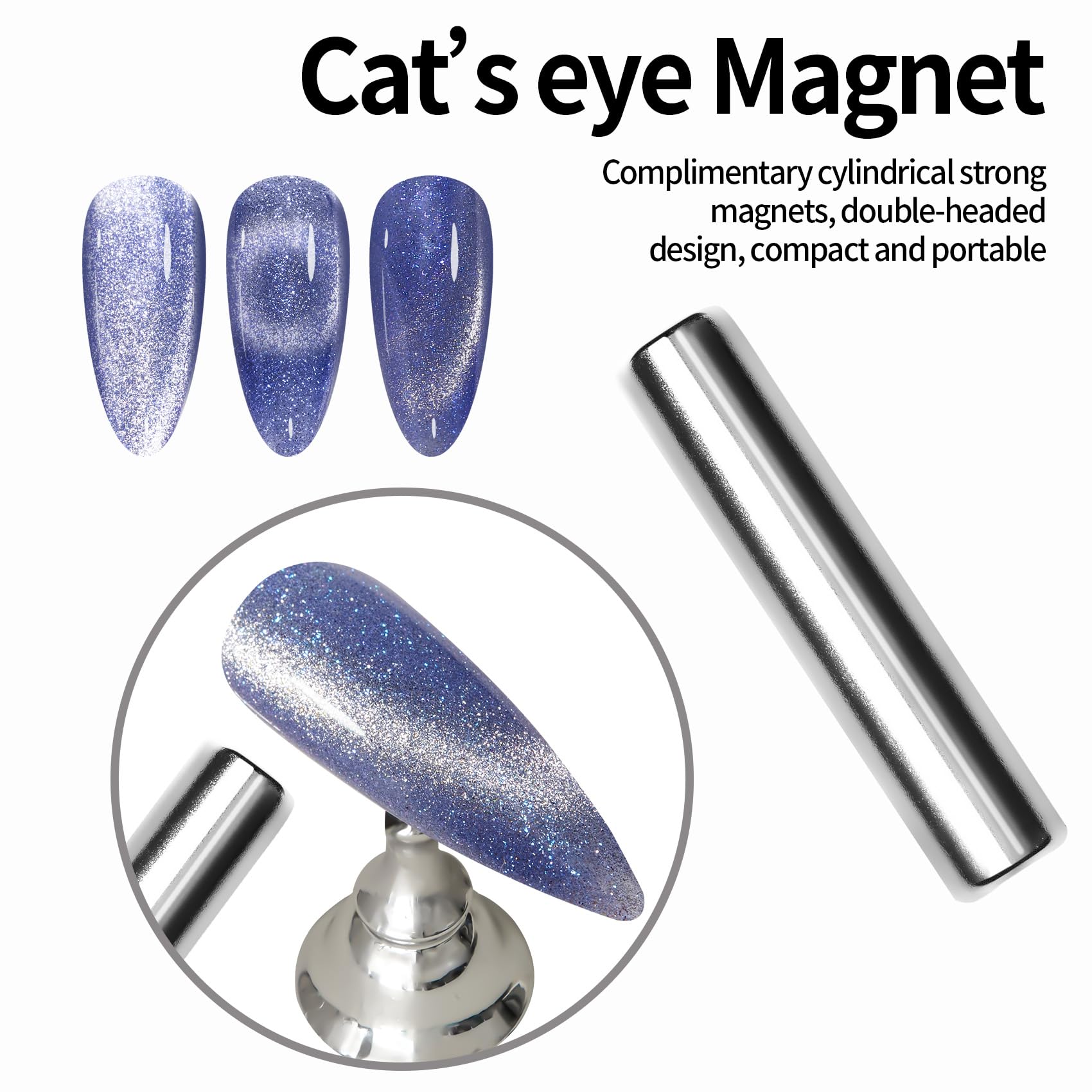 Maychao 15Ml Cat Eye Gel Nail Polish 1Pc Blue Shimmer Nail Polish With Magnet Soak Off Holographic Magnetic Gel Polish For Nail