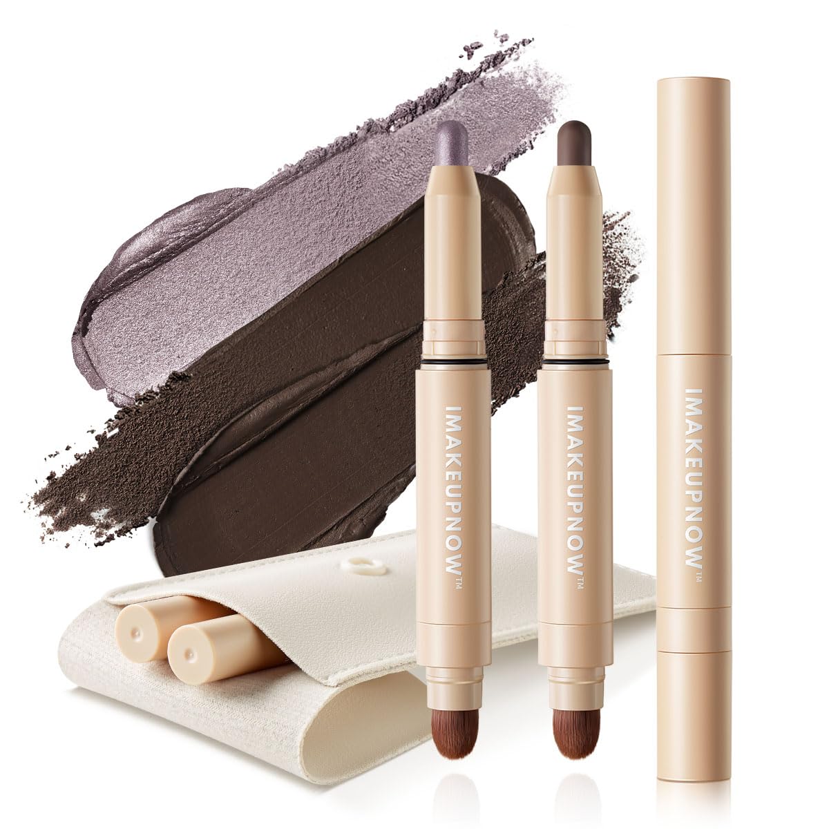 imakeupnow Cream to Powder Eyeshadow Stick Sets, Pro Metallic/Matte Eye Brightener Pencil Crayon Makeup - 2PCS - G007+G009