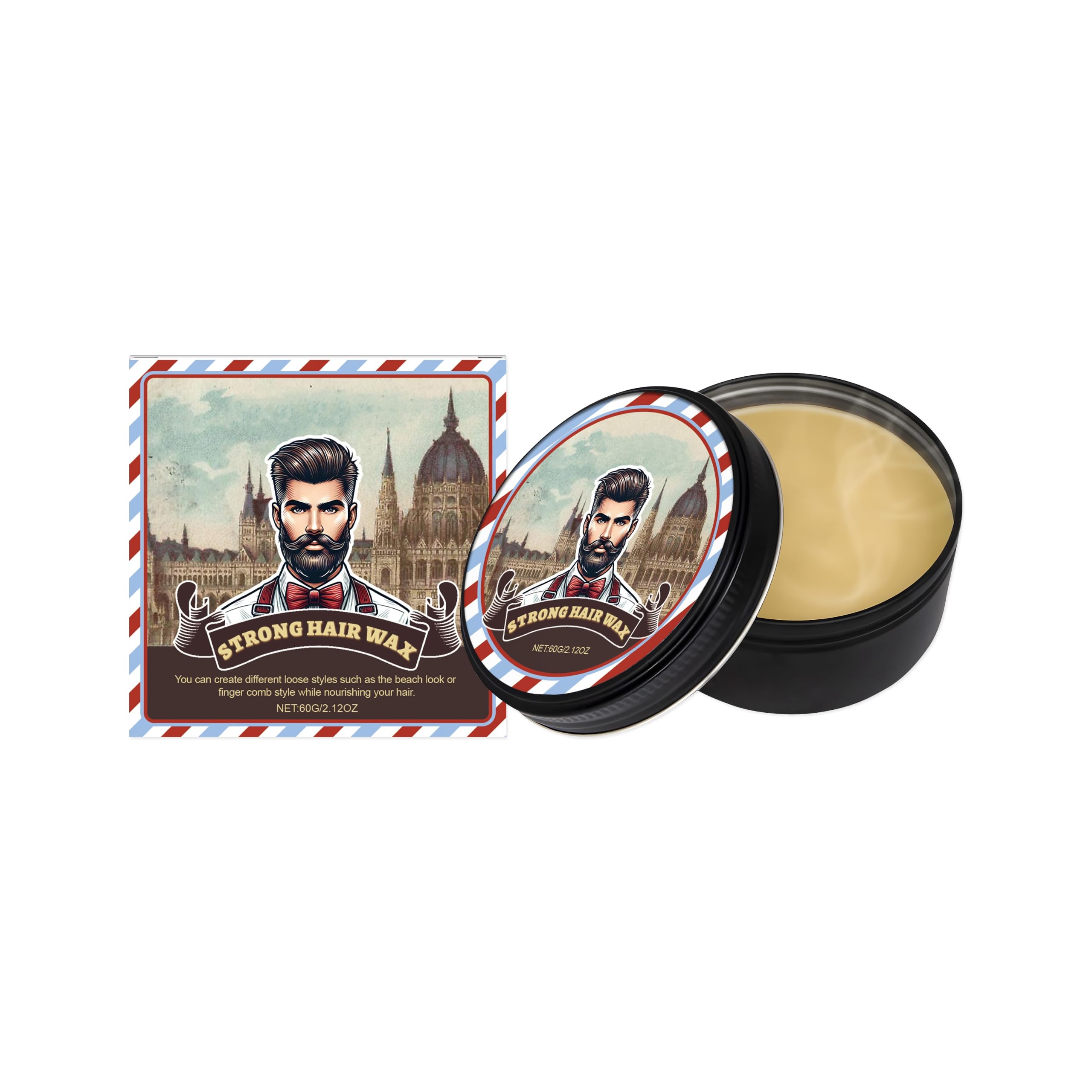 Herbs Wealth Strong Hold Hair Wax for Styling, Nourishing Hair Wax with Natural Finish, LongLasting Flexible Control, 60g