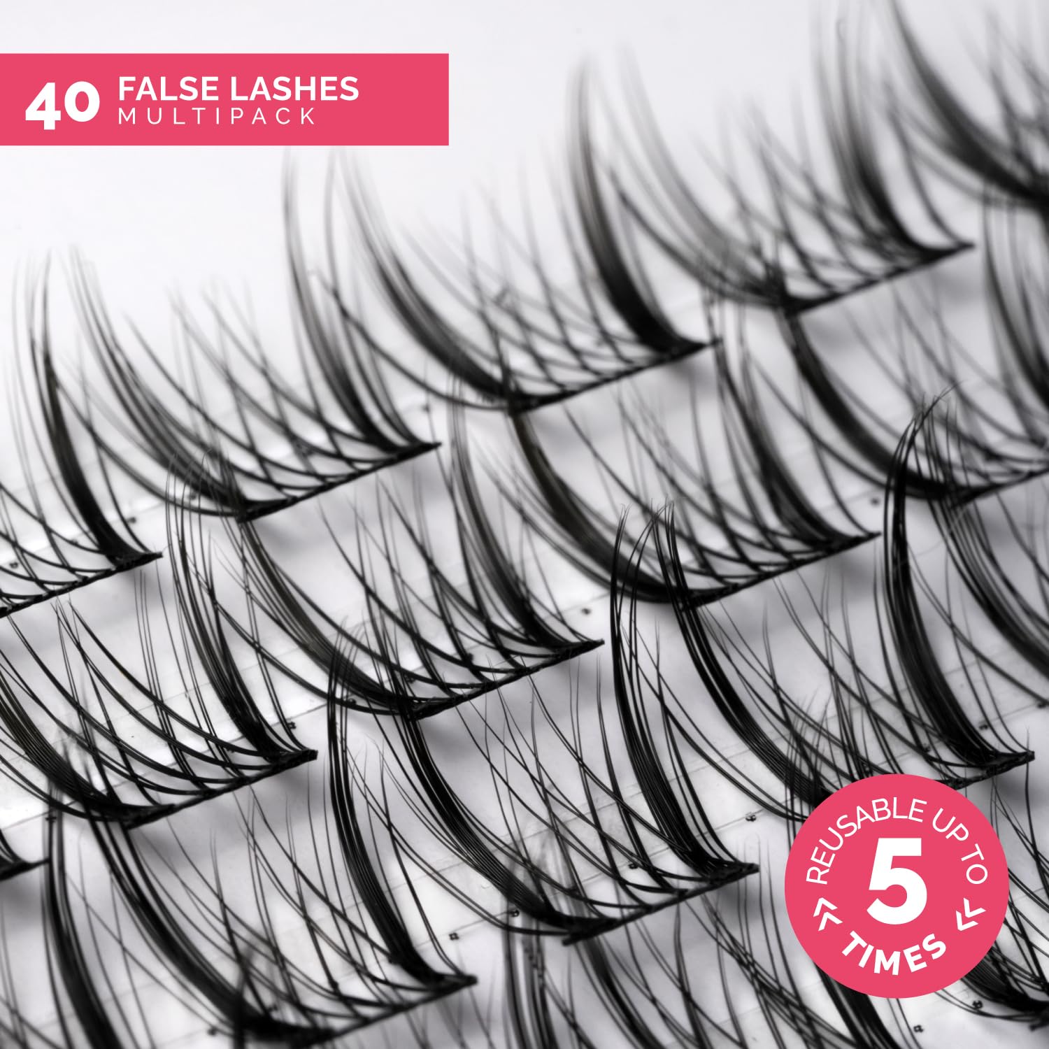 Renata Beauty Dazzling Cluster Lashes - 40 Pcs Multipack, 11Mm And 12Mm Lengths, C Curl, High Impact Glamour, Reusable, Easy App