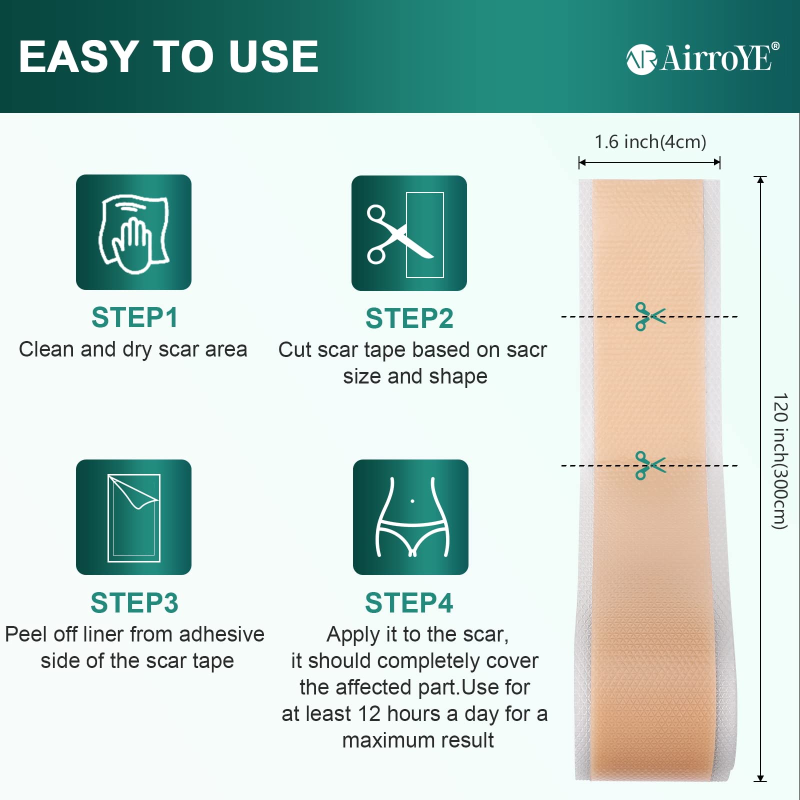 Silicone Scar Sheets,Silicone Scar Tape(16X 120 Roll-3M), Reusable And Effective Scar Removal Sheets, Silicone Scar Removal Shee