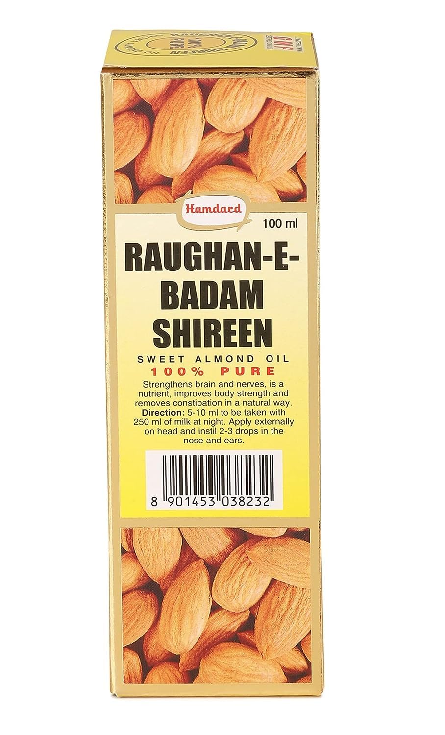 Hamdard Raughan-E-Badam Shireen Sweet Almond Oil For Body, Skin & Hair | 100Ml | Natural Almond Oil | Helps Enhance Memory | Hel