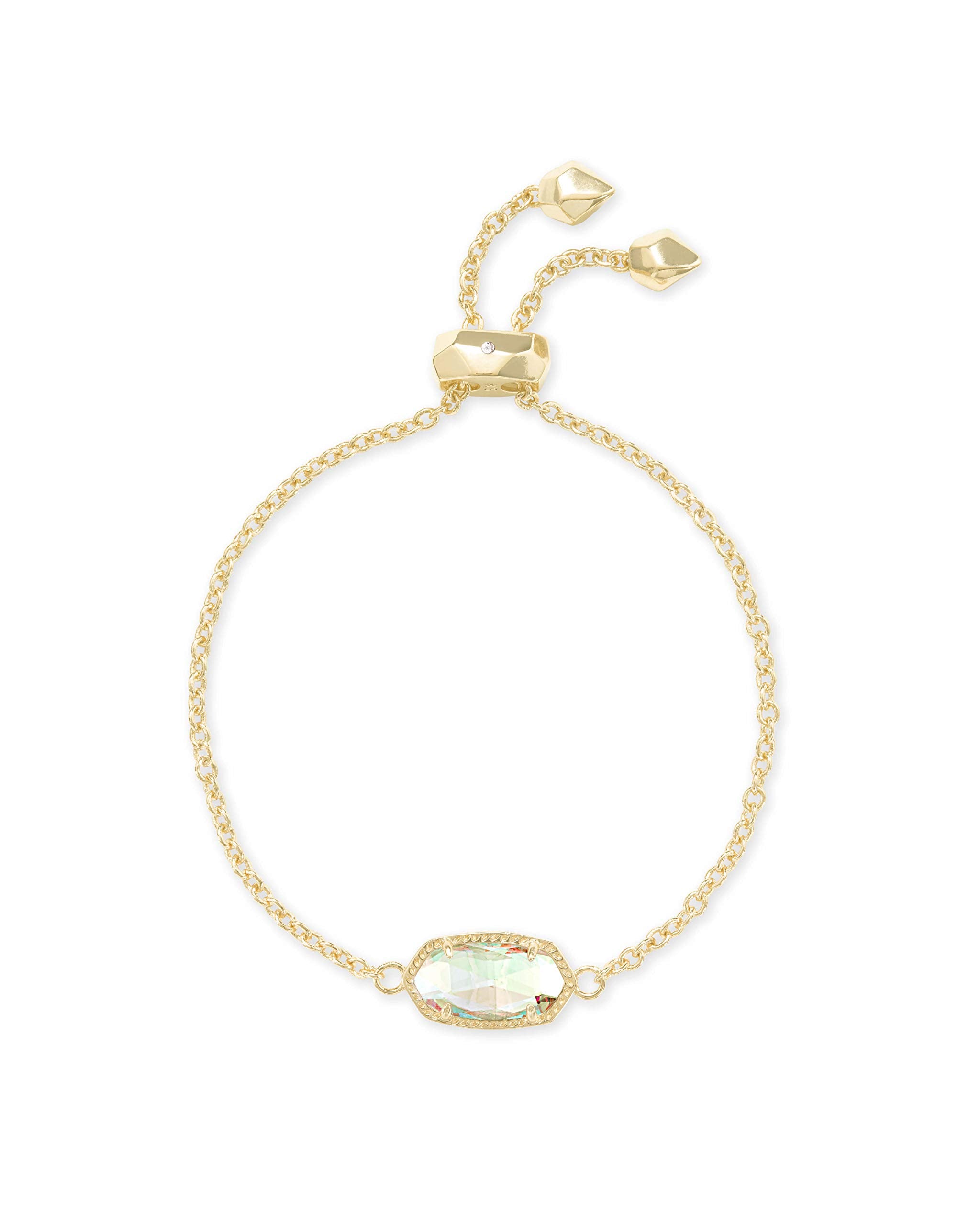 Kendra Scott Elaina Adjustable Chain Bracelet for Women, Fashion Jewelry, 14k Gold-Plated, Dichroic Glass