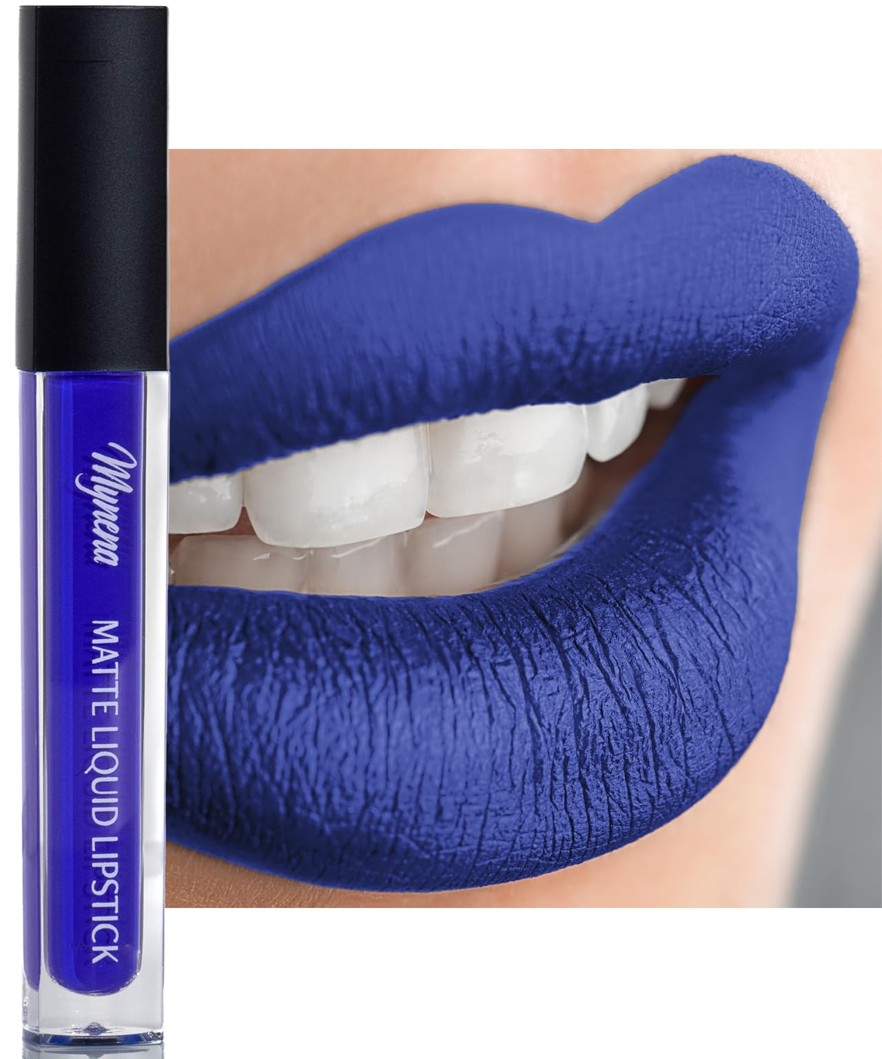 Mynena Blue Long-Lasting Matte Liquid Lipstick | Intense Color, Smudge-Proof & Waterproof | Comfortable, Hydrating Shea Butter |