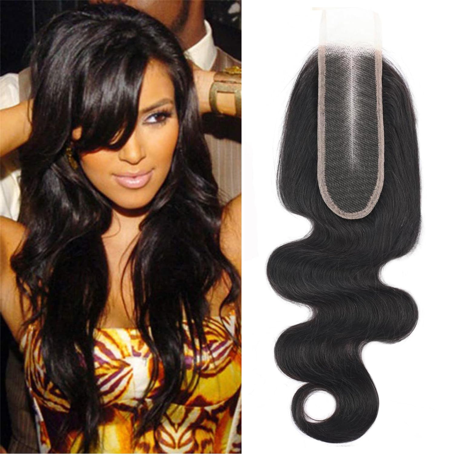 Selina Lace Closure 18 Inch Brazilian Body Wave Closure Free Part 2X6 Lace Closure Unprocessed Human Hair Natural Black Color Vi