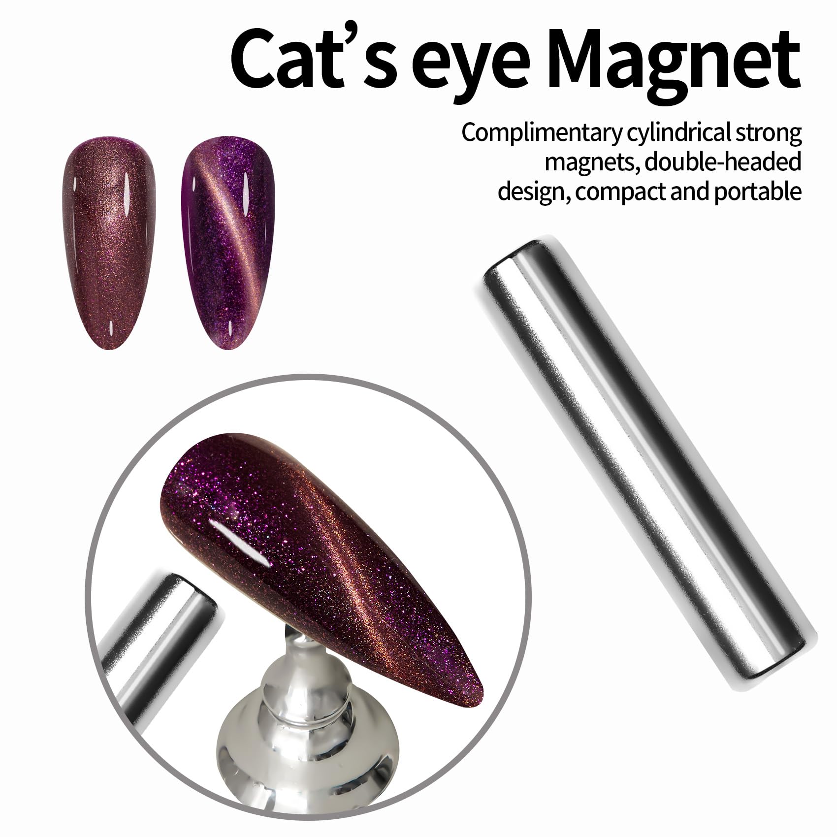 Maychao 15Ml Cat Eye Gel Nail Polish 1Pc Purple Shimmer Gel Polish With Magnet Soak Off Holographic Magnetic Nail Polish For Nai