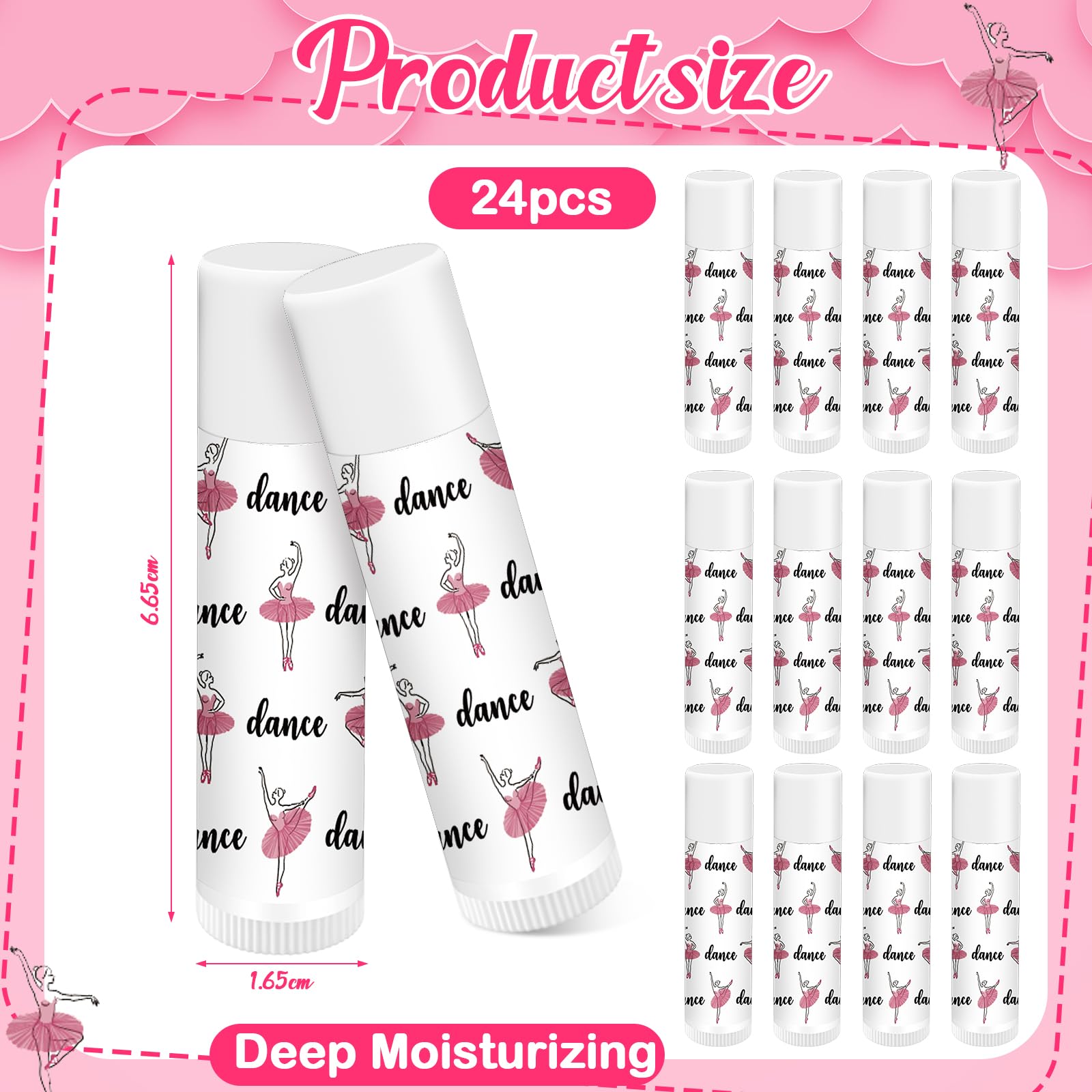Dansib 24 Pack Dance Theme Ballet Lip Balms Bulk Moisturizing Lip Balms Gift Ballet Gifts Lip Balm Christmas Thanksgiving Day Da