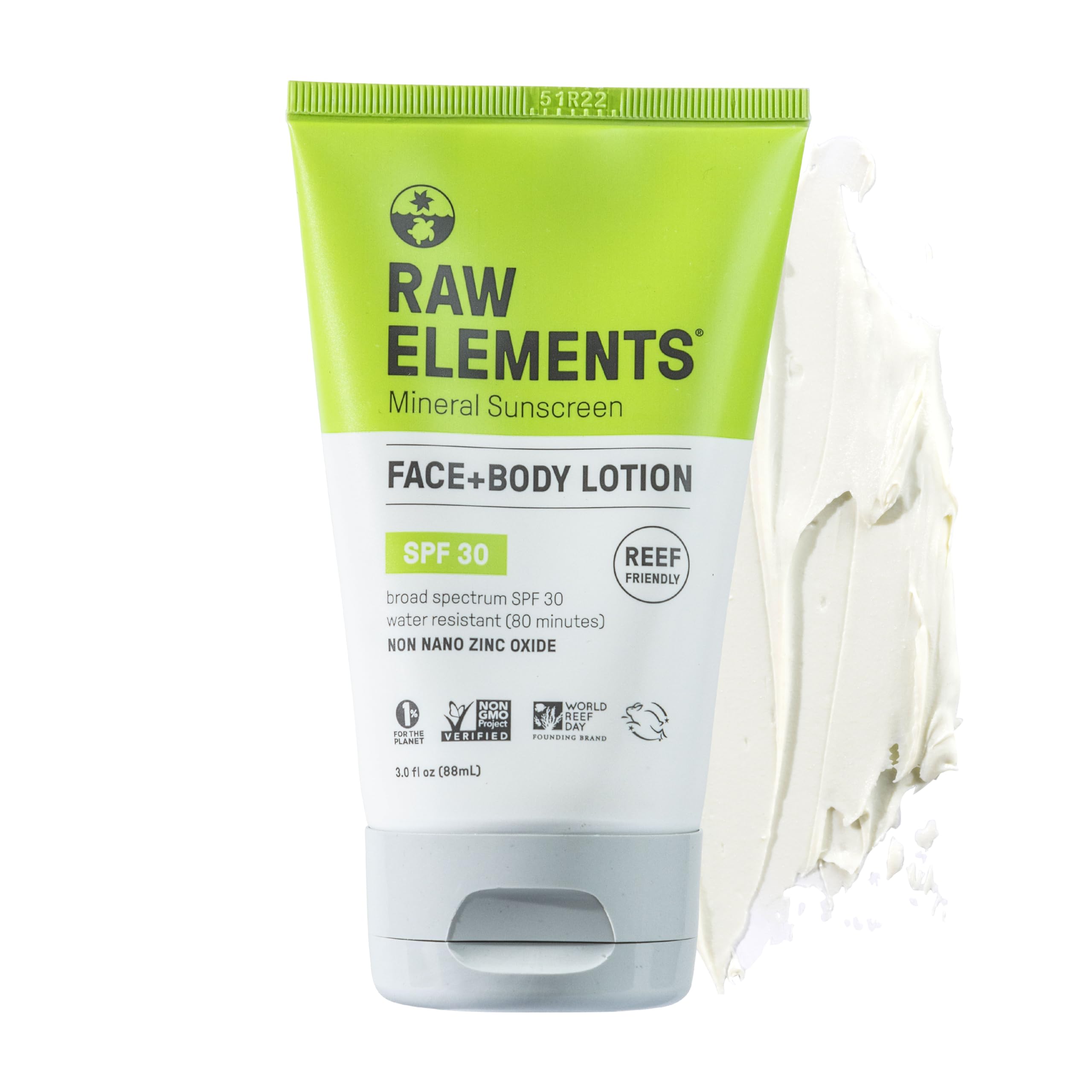 Raw Elements Face And Body Mineral Sunscreen Spf 30 Tube, Organic Sunblock Daily Protection, Non Toxic Reef Safe, Water Resistan