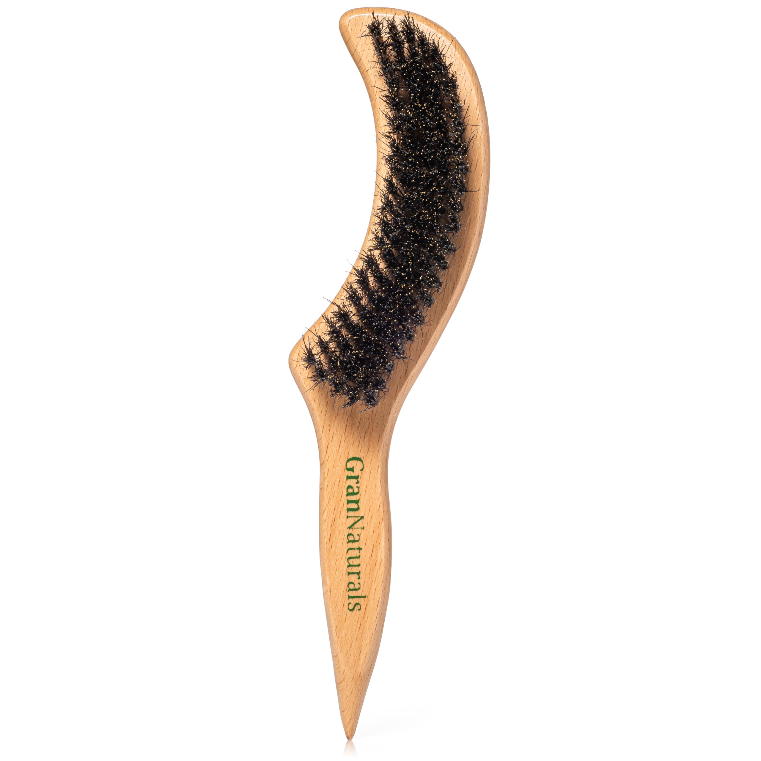 GranNaturals HalfMoon Boar Bristle Hair Brush & Slick Back Brush  Curved Design for Ergonomic Smoothing Down Hair for a Sleek 