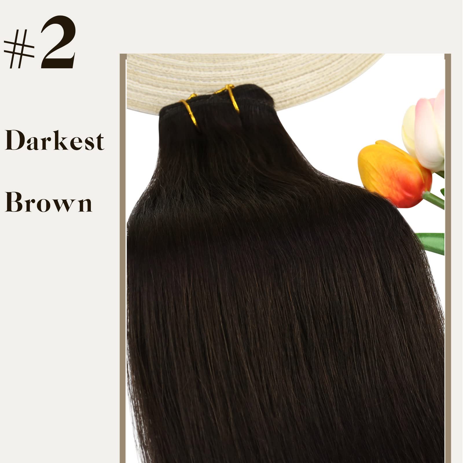 Sunny 22 Inch Clip In Hair Extensions Real Human Hair Darkest Brown Hair Extensions Clip Ins Straight Real Hair Clip In Extensio
