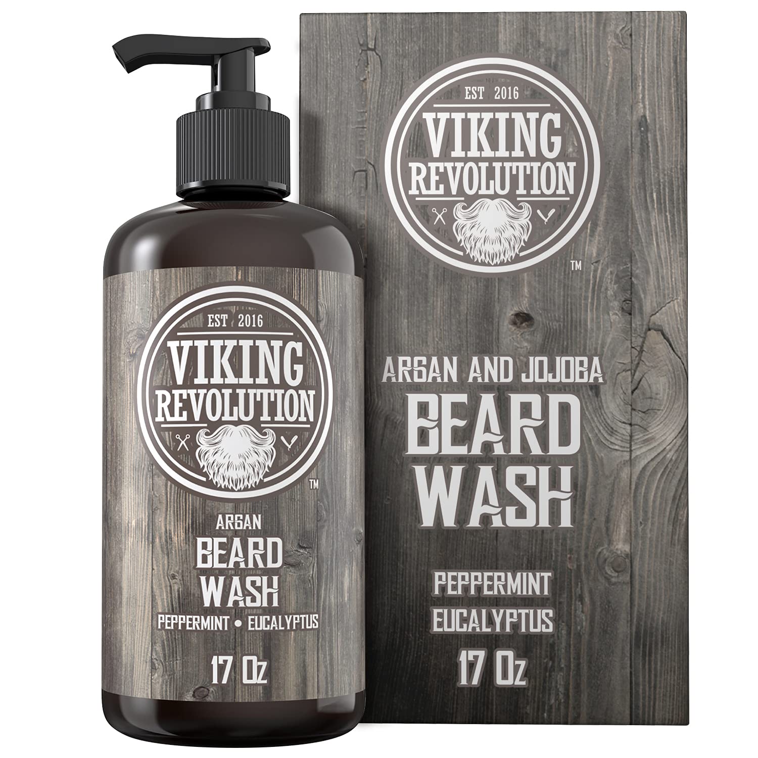 Beard Wash Shampoo W/Argan & Jojoba Oils - Softens & Strengthens - Natural Peppermint And Eucalyptus Scent - Beard Shampoo W/Bea