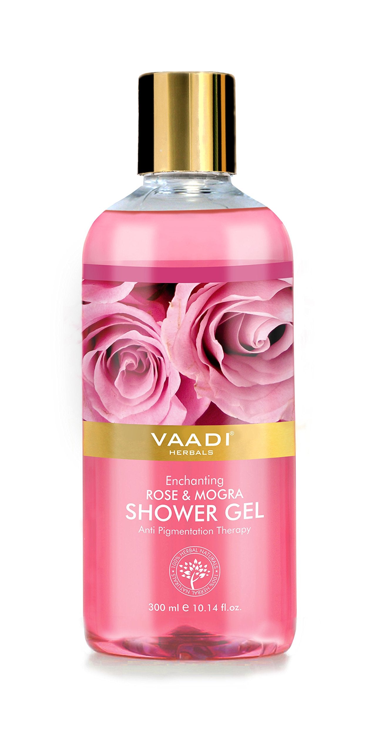 Vaadi Herbals Shower Gel - Sulfate-Free - Herbal Body Wash Both For Men And Women - 300 Ml (10.14 Fl Oz) - (Enchanting Rose & Mo