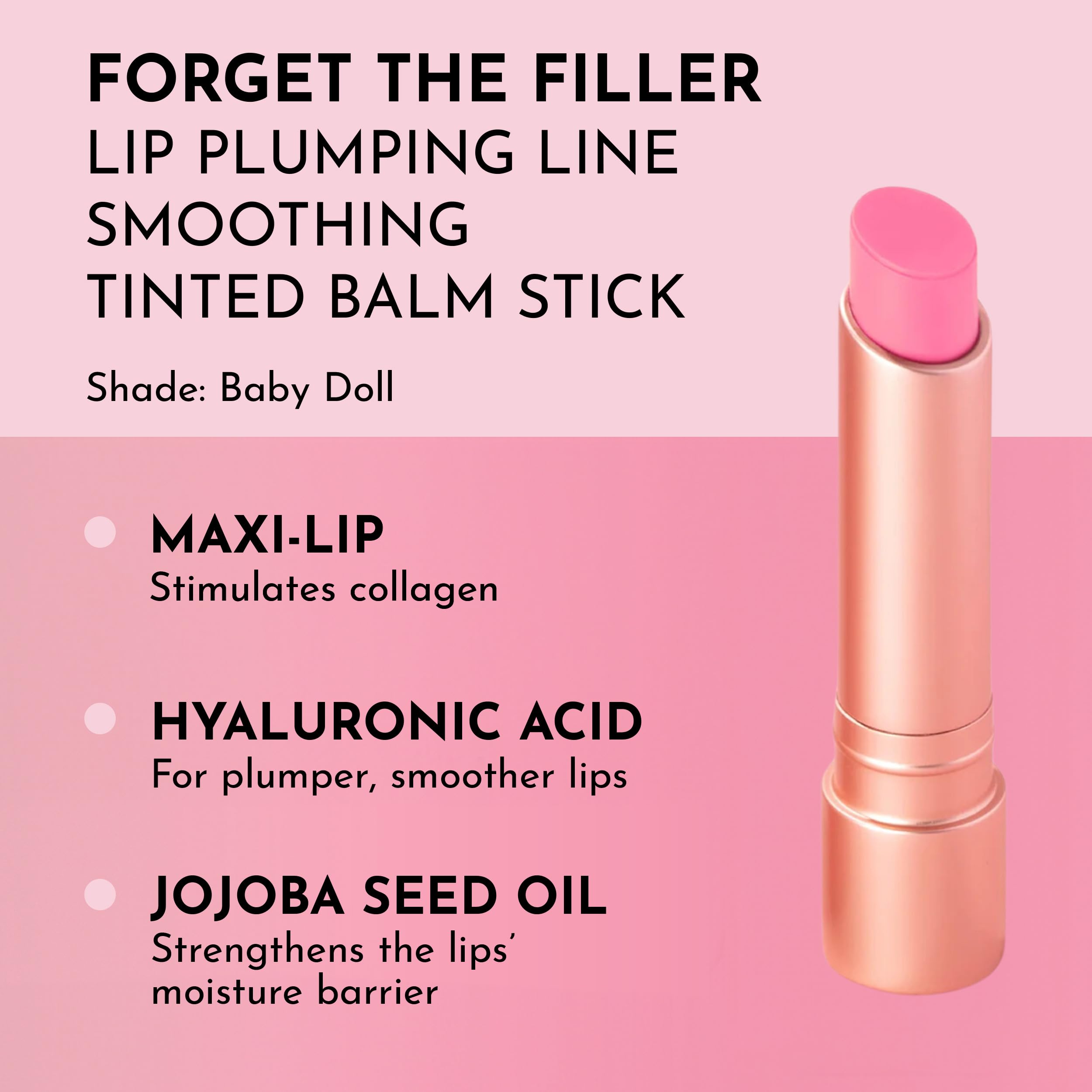 LAWLESS Forget the Filler Lip Plumping Line-Smoothing Tinted Balm, Baby Doll, Pink, 0.09 Ounce