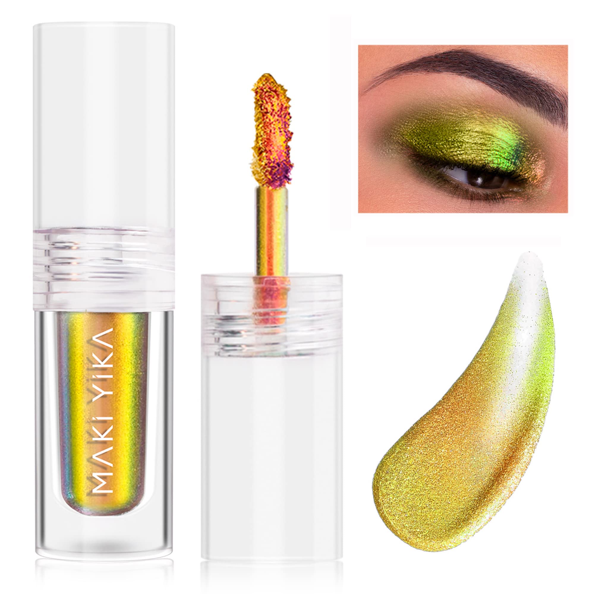 MAKI YIKA Liquid Eyeshadow Chameleon Metallic Eyeshadow Color Shifting Highly Pigmented Long Lasting With No Creasing Multichrom