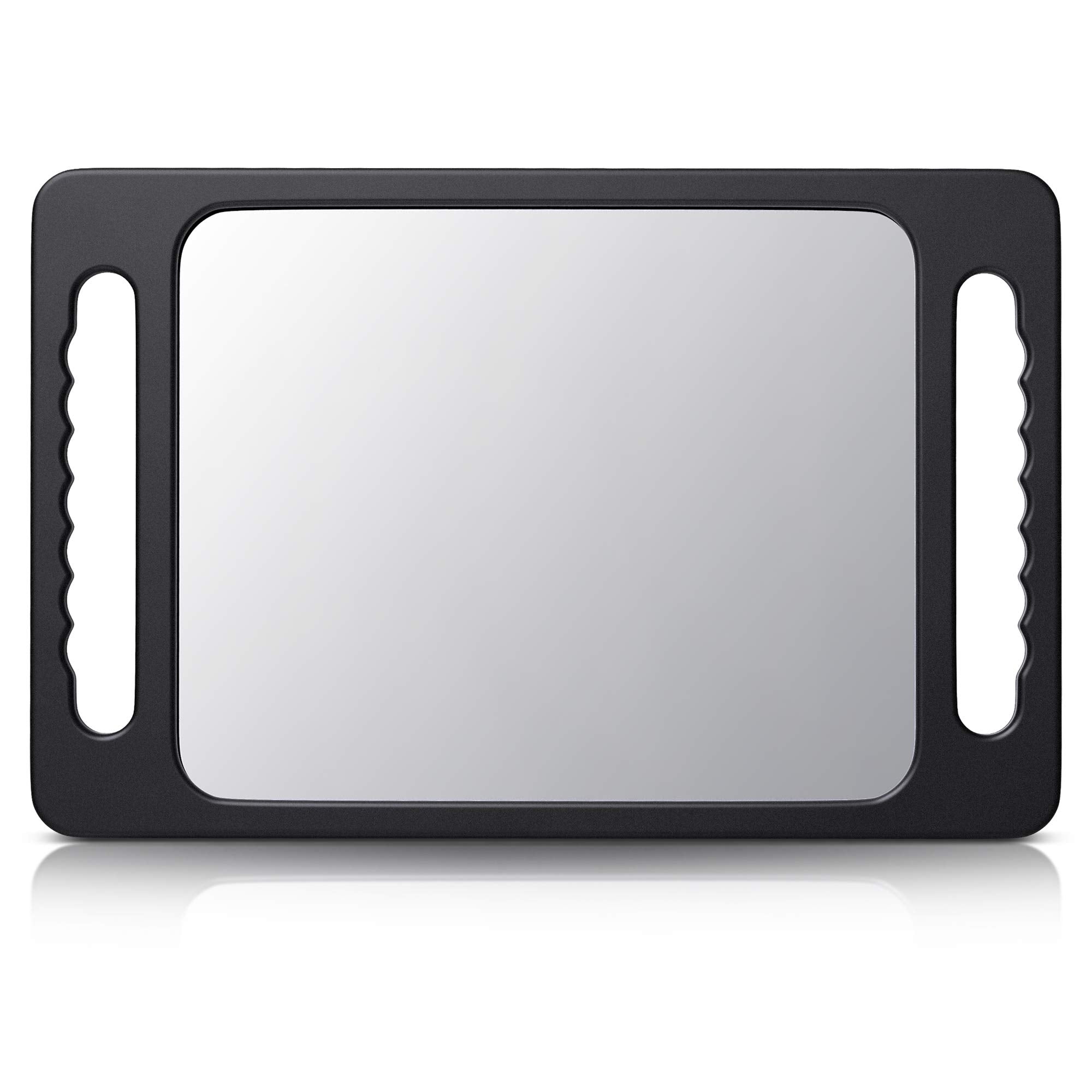 TASALON Unbreakable Hand Mirror with Double Handle - Large Handheld Barber Mirror for Hair and beauty Salon - Durable Hand Held 