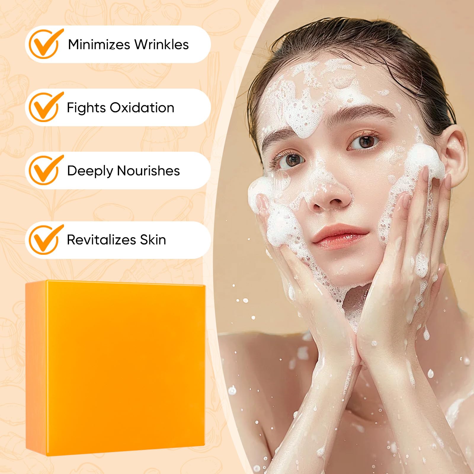 2 PCS Natural Turmeric Soap Bar for Face & Body Cleanser and Turmeric Oil, Nautral Ingredients Turmeric Wash and Care Set, Sooth