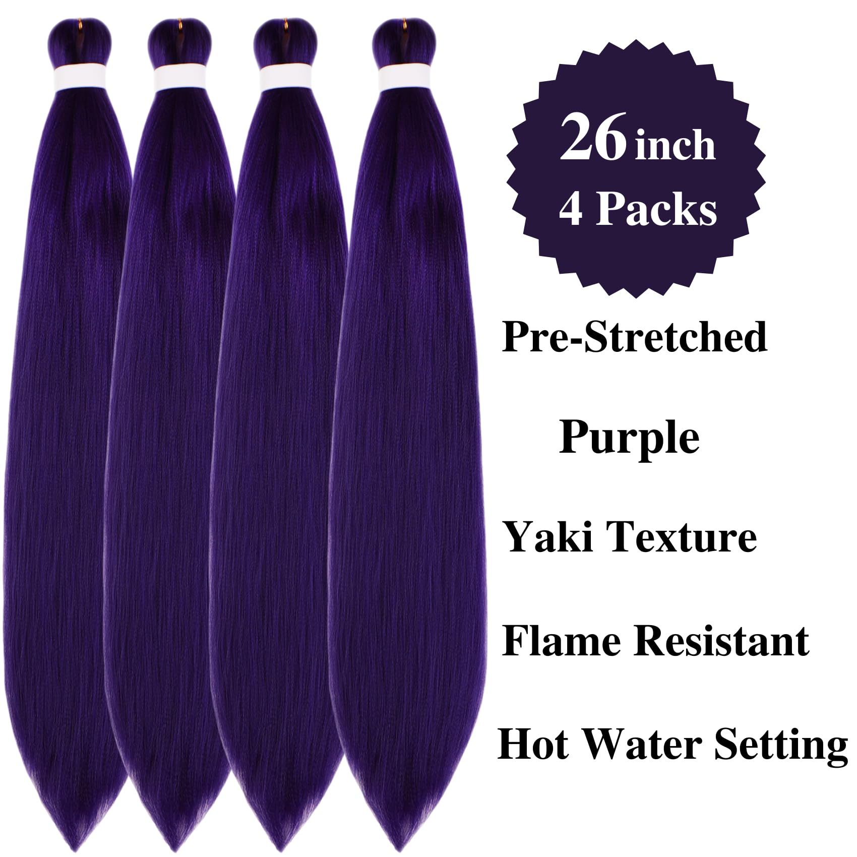 Gozill Dark Purple Braiding Hair Pre stretched Boho Braids Prestretched Braiding Hair for Bohemian Hair Ez Braid Micro Braiding