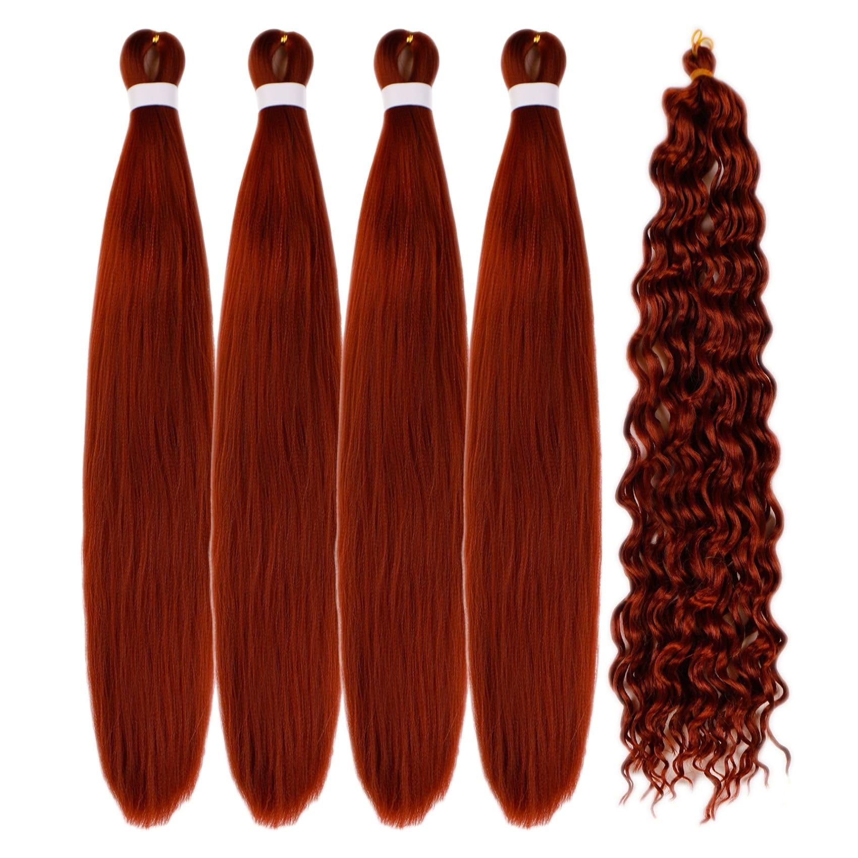 Ginger Braiding Hair Pre Stretched For Boho Braids Synthetic Prestretched Ez Braiding Hair For Knotless Box Braids Bohemian Brai