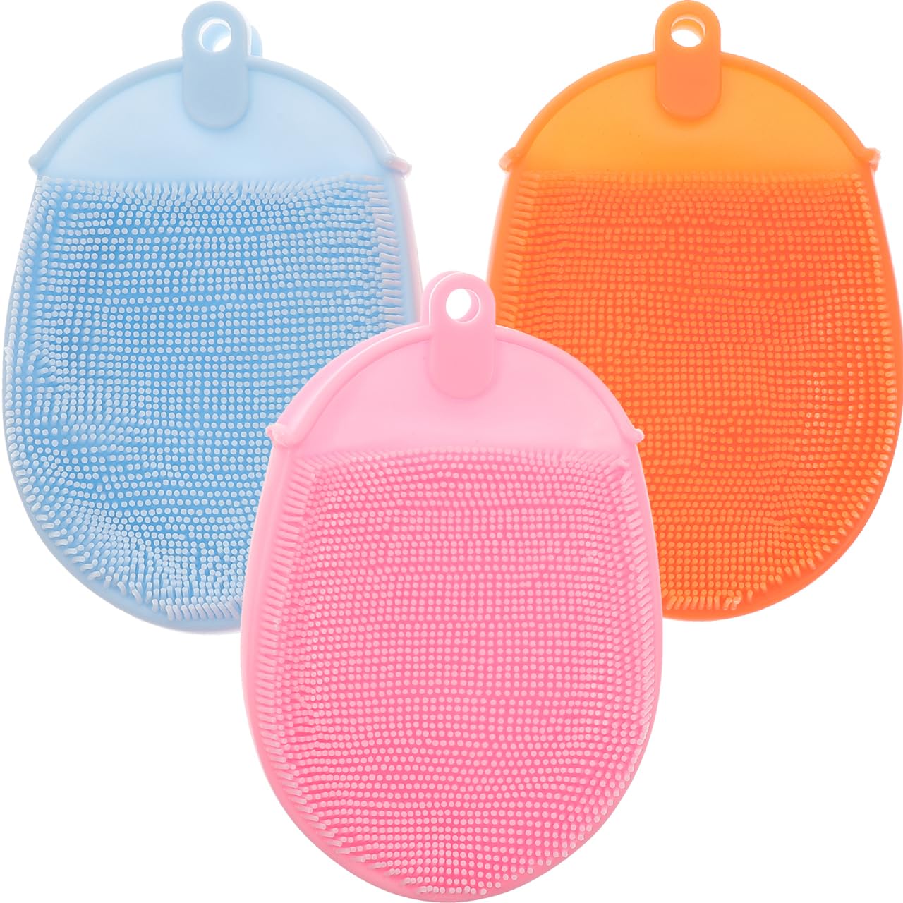 FRCOLOR 3Pcs Silicone Bath Brush Set Exfoliating Body Scrubber Mitt Face Scrub Brush for Deep Cleaning Gentle Skin Massage Quick