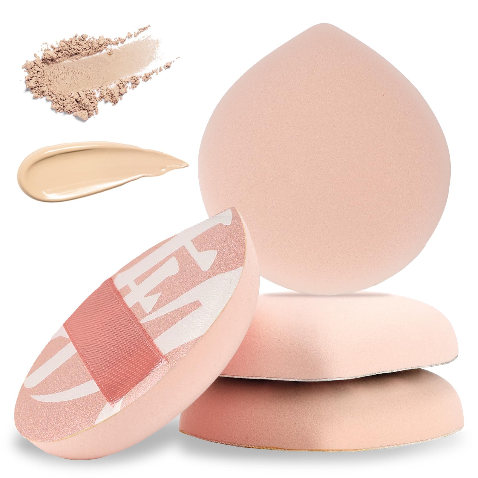 4 PCS Korean Makeup Puff, Soft Makeup Sponges Teardrop Setting Face Puff Cushion Sponge for Foundation Concealer Liquid Cream  