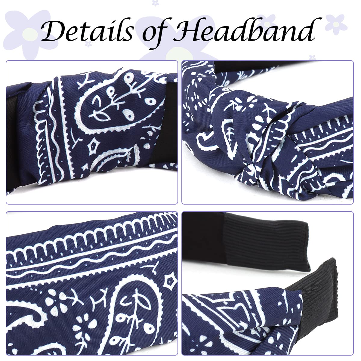 Tobatoba 10 Pack Knotted Paisley Boho Headbands - Top Knot Head Bands For Women, Girls Hair Accessories