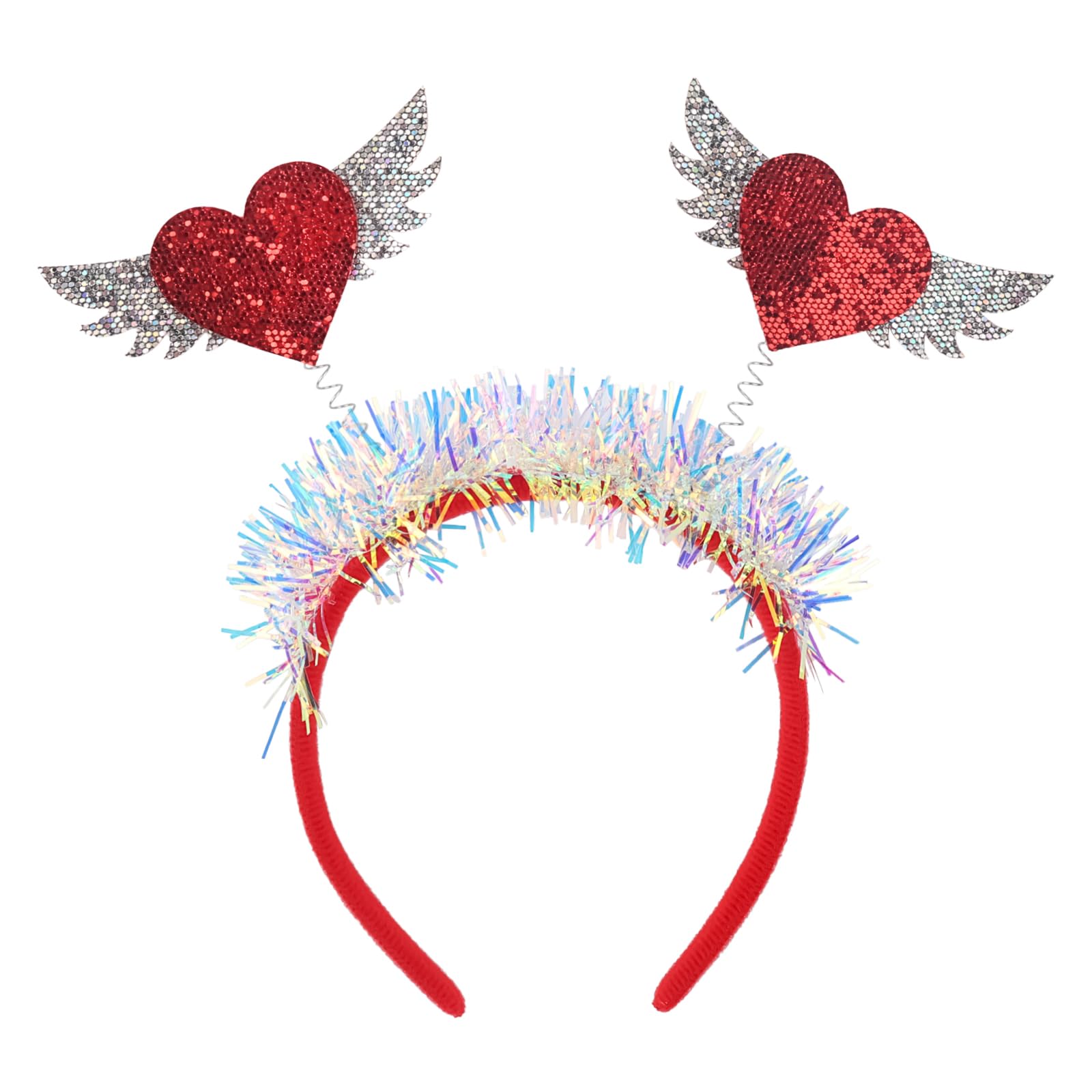 Valentine's Day Heart Headband Glitter Red Love Hair Hoop Boppers Hair Accessories Cupid Heart Shaped Hairband Sequin Headpiece 