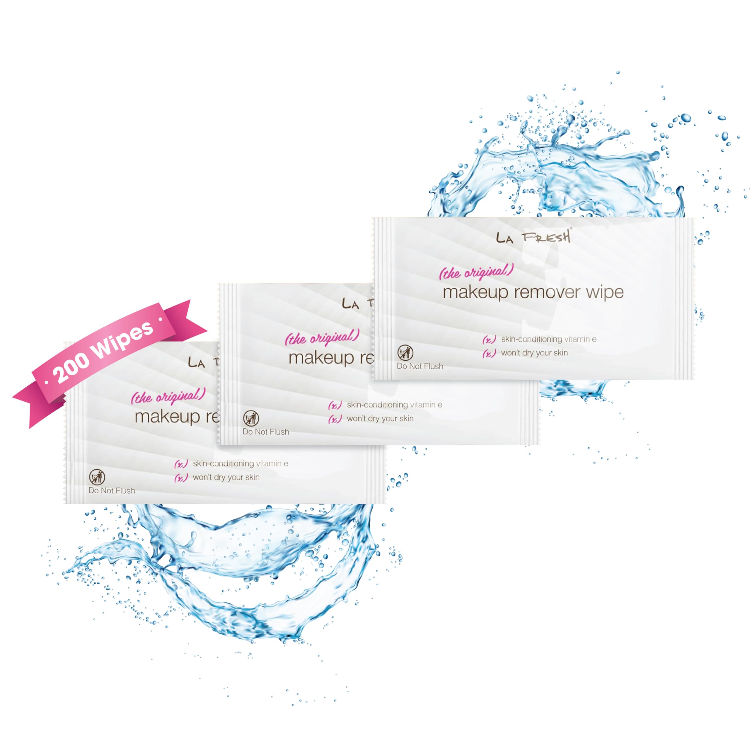 LA Fresh Makeup Remover Wipes with Vitamin E - Make up Remover Wipes for Face, Eyes, Lips - Face Wipes Travel Essentials - Case 