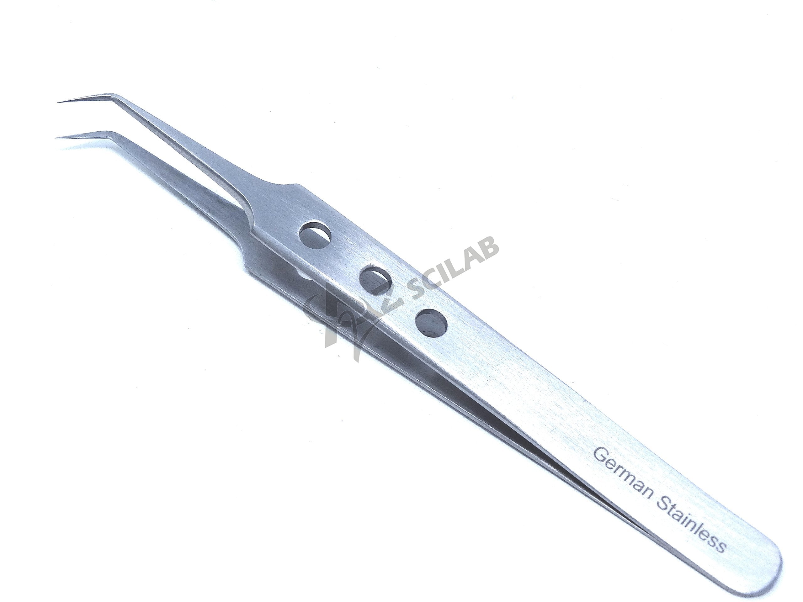 Eyelash Eyebrow Lashes Extensions Volume 3D+ 5D 6D Stainless Steel Tweezers (45 Degree Semi Angled)