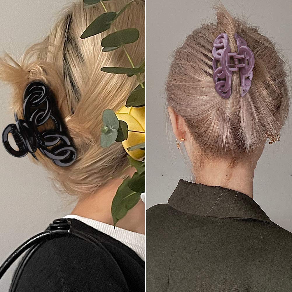 Canitor Hair Clips Set: 8Pcs Banana Claw Clips For Thin Hair, Non-Slip Vines Twining French Design Barrettes