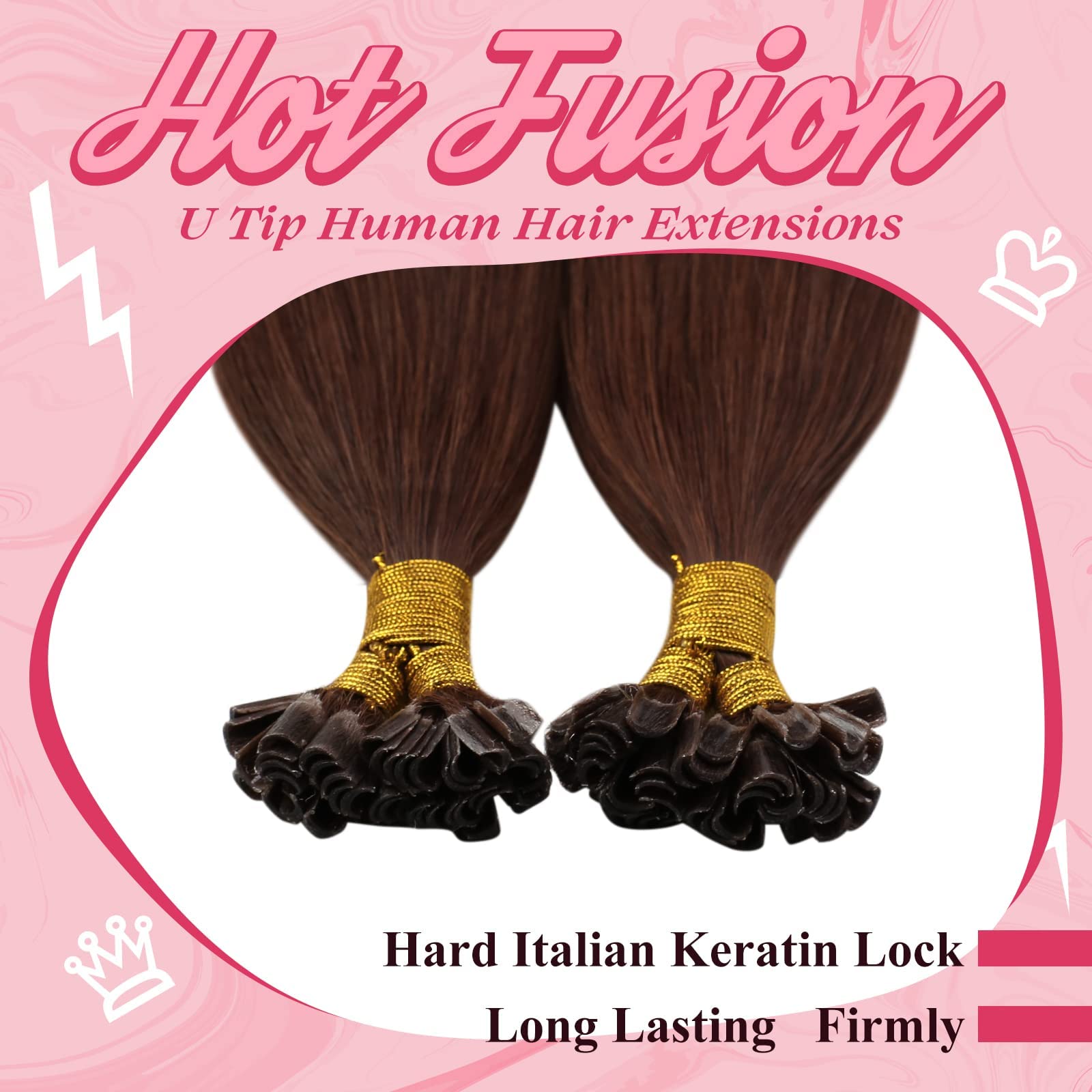 [Short]Sunny Utip Hair Extensions Human Hair Auburn U Tip Hair Extensions Human Hair Dark Auburn Fusion Hair Extensions Human Ha