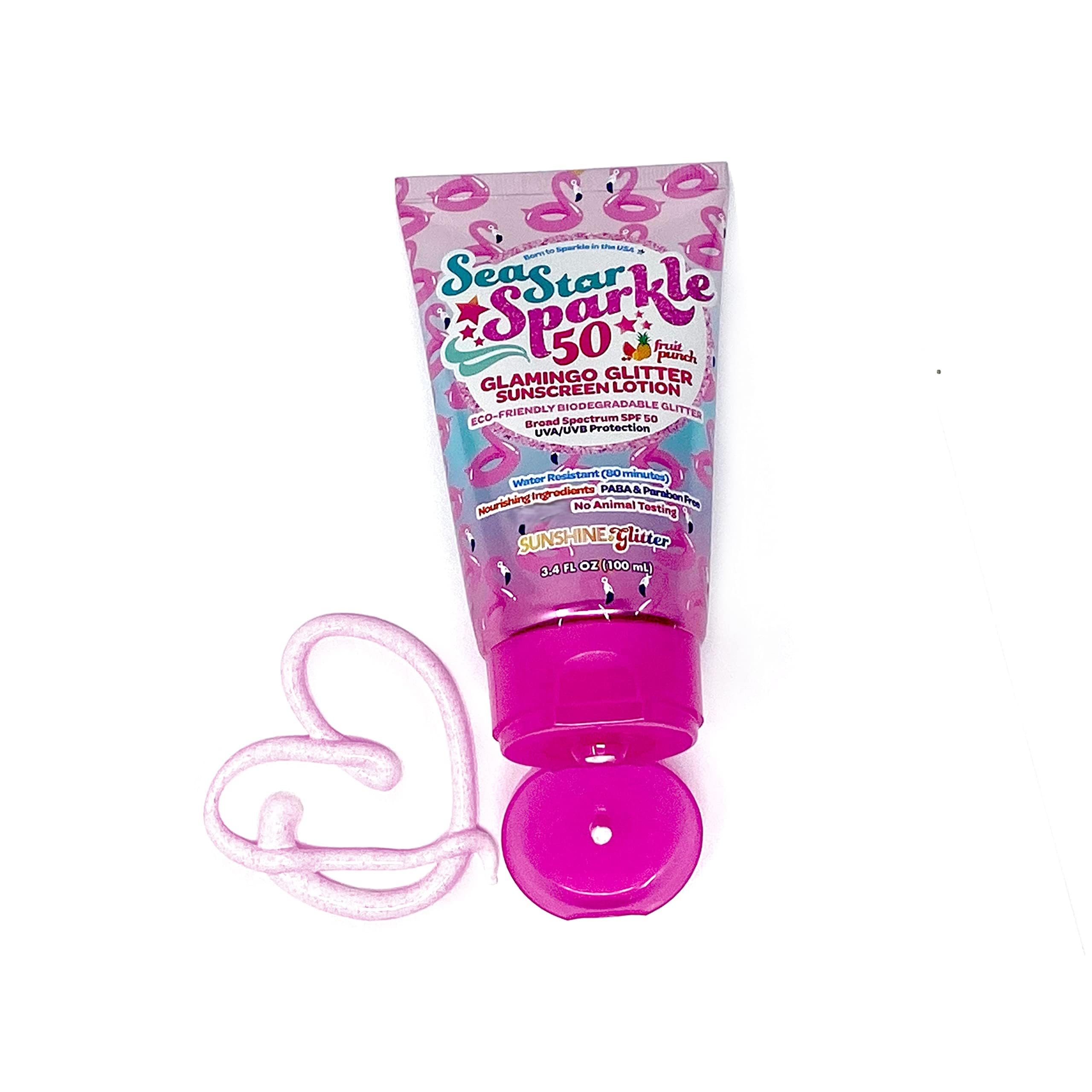 Glamingo Glitter Sunscreen SPF 50 - Biodegradable Glitter Sunscreen Lotion, Broad Spectrum UVA/UVB Protection, Water Resistant, 