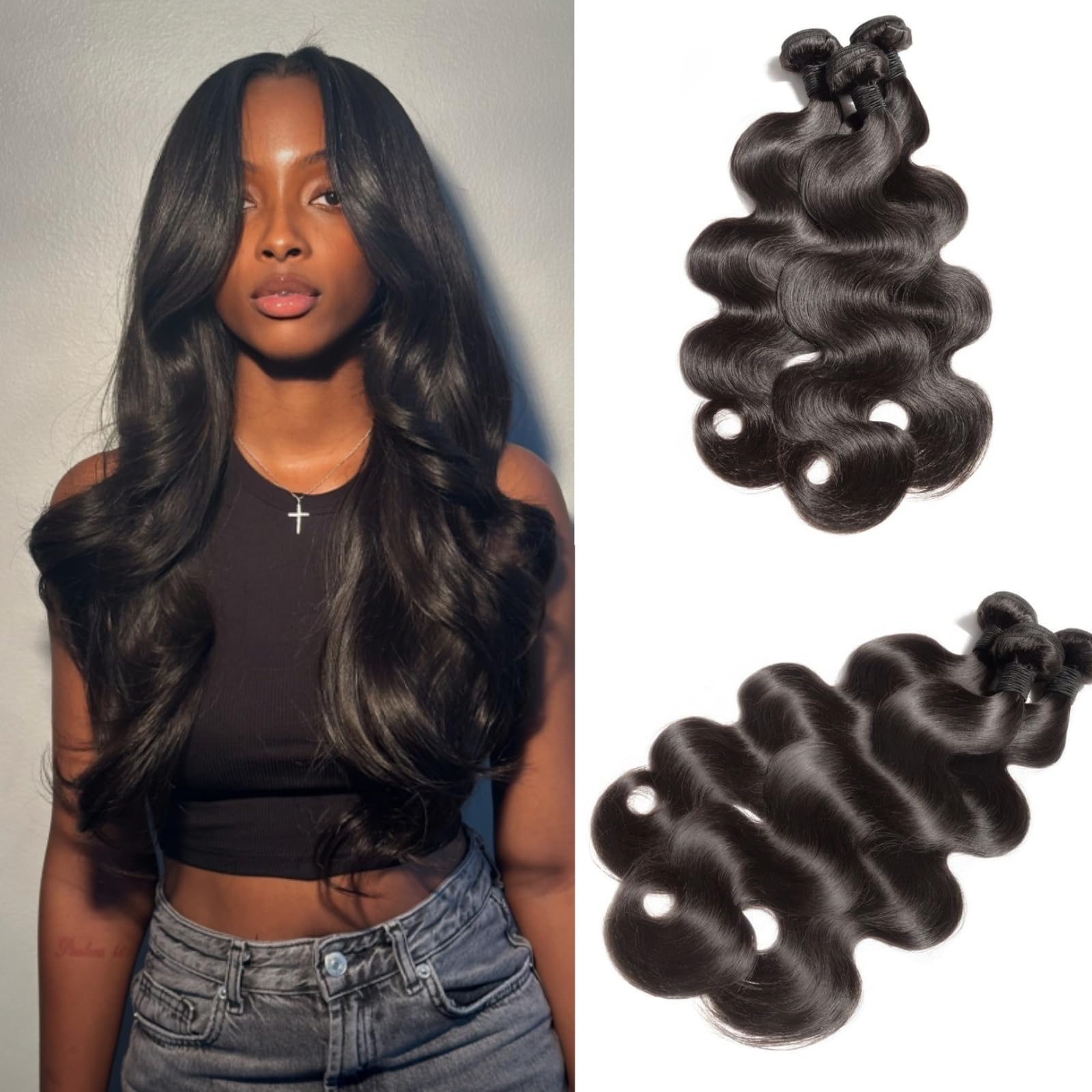 DDODLA Body Wave Bundles Human Hair 20 20 20 Inch 10A Grade Human Hair Bundles Body Wave 3 Bundles 100% Unprocessed Brazilian Vi