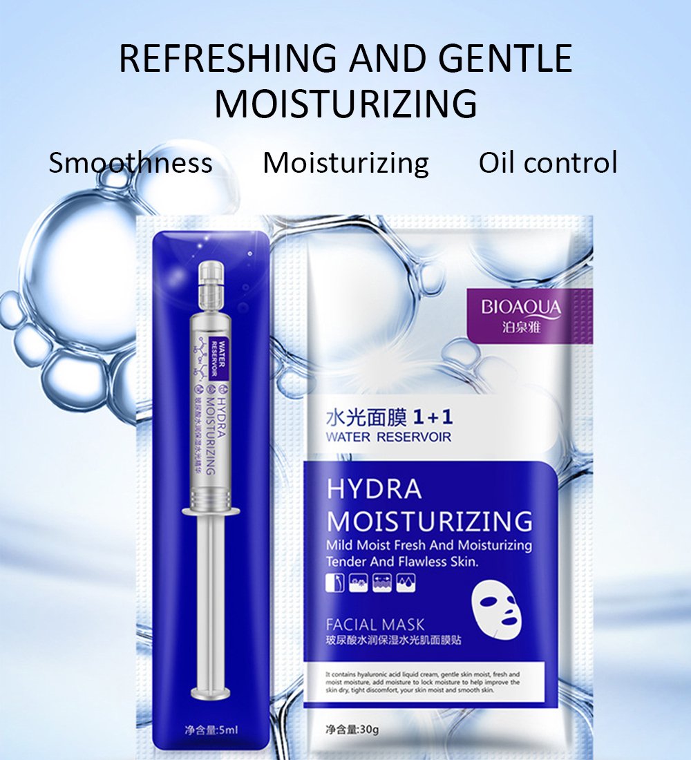 Bioaqua Hydra Collagen Mask Mild Moist Face Tender Skin Hyaluronic Oil Control Beautiful Skin Moisturizing 5-Pack