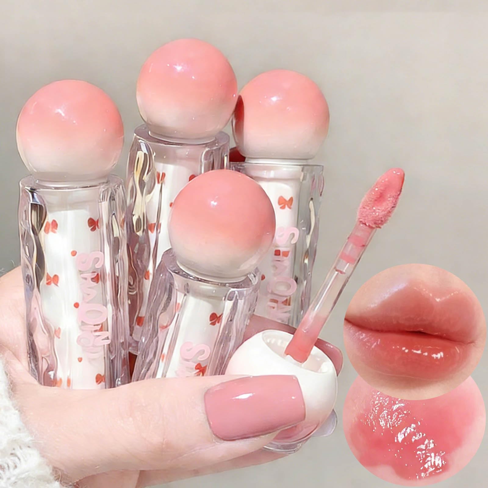KTouler 4Pcs Moisturizing Lip Gloss Set,Jelly Pink Plumping Long Lasting Cute Lip Gloss For Girls,Glossy Fruit Flavored NonToxi