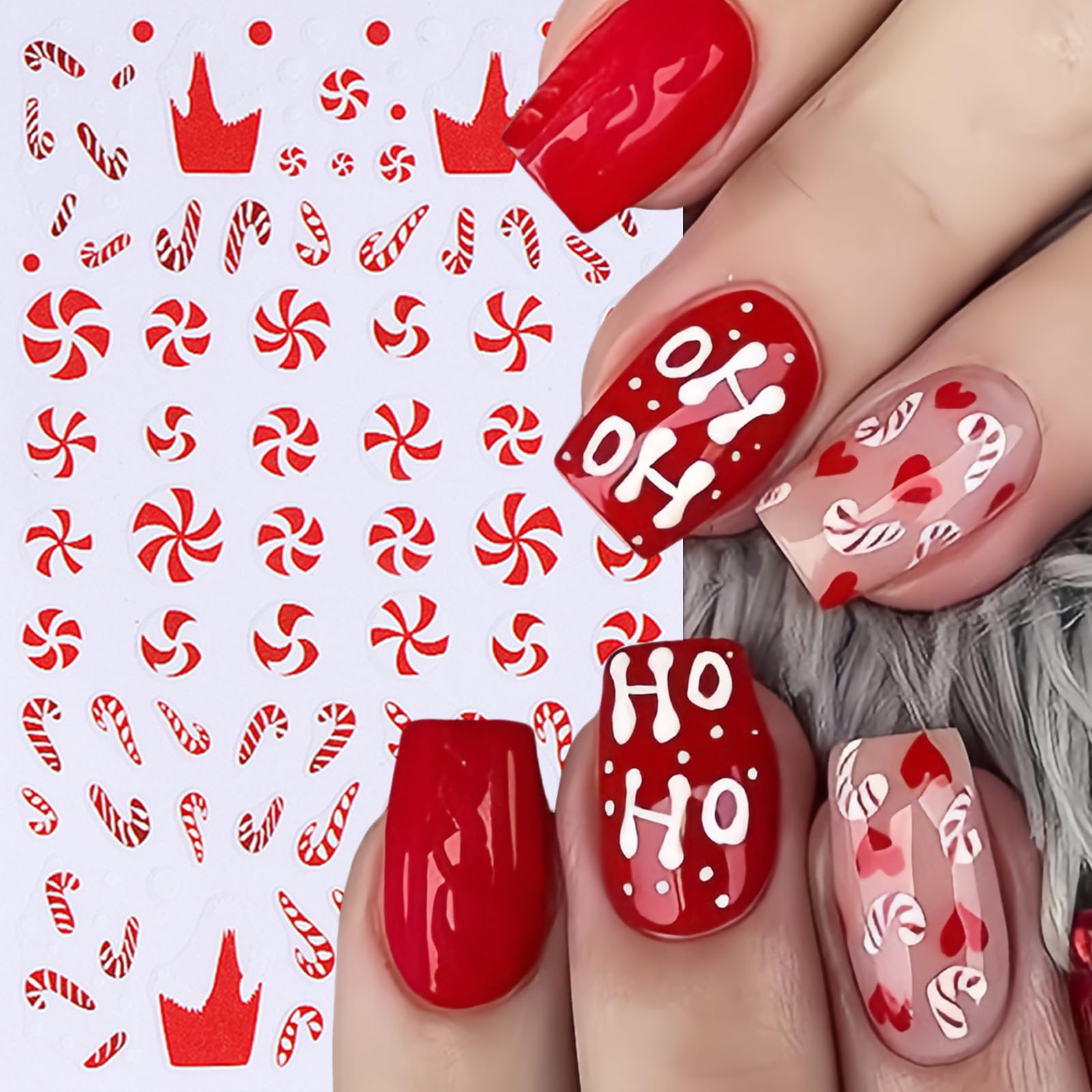 5Sheets Christmas Nail Art Stickers Decals Snowman Elk Christmas Nail Decals 3D Self-Adhesive Snowflake Christmas Nails Design W