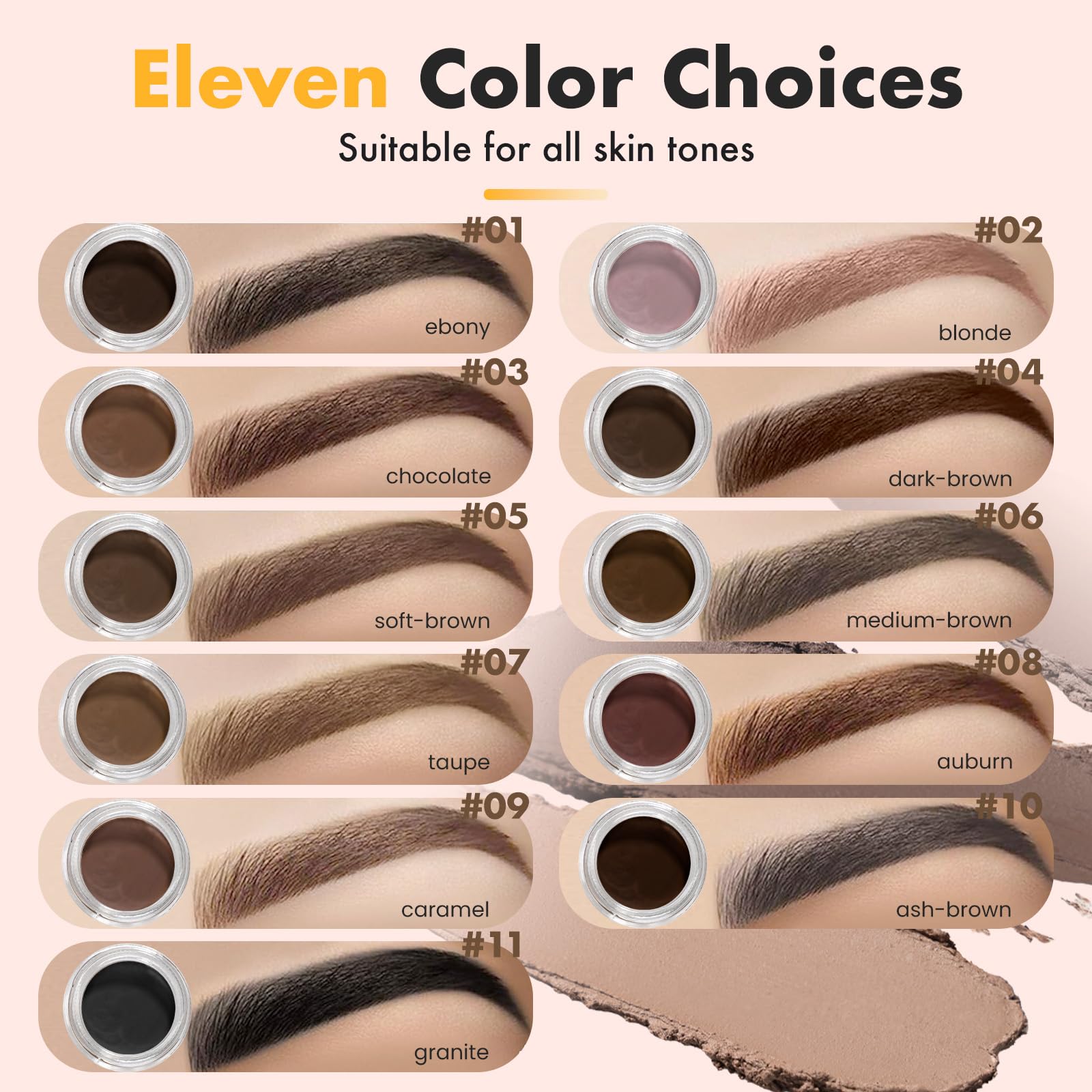 3 IN 1 Eyebrow Gel Kit With 2 Eyebrow Brushs,?High Pigment?,?Waterproof?,?Long Wearing?, Eyebrow Pomade For All Skin Tones, #01