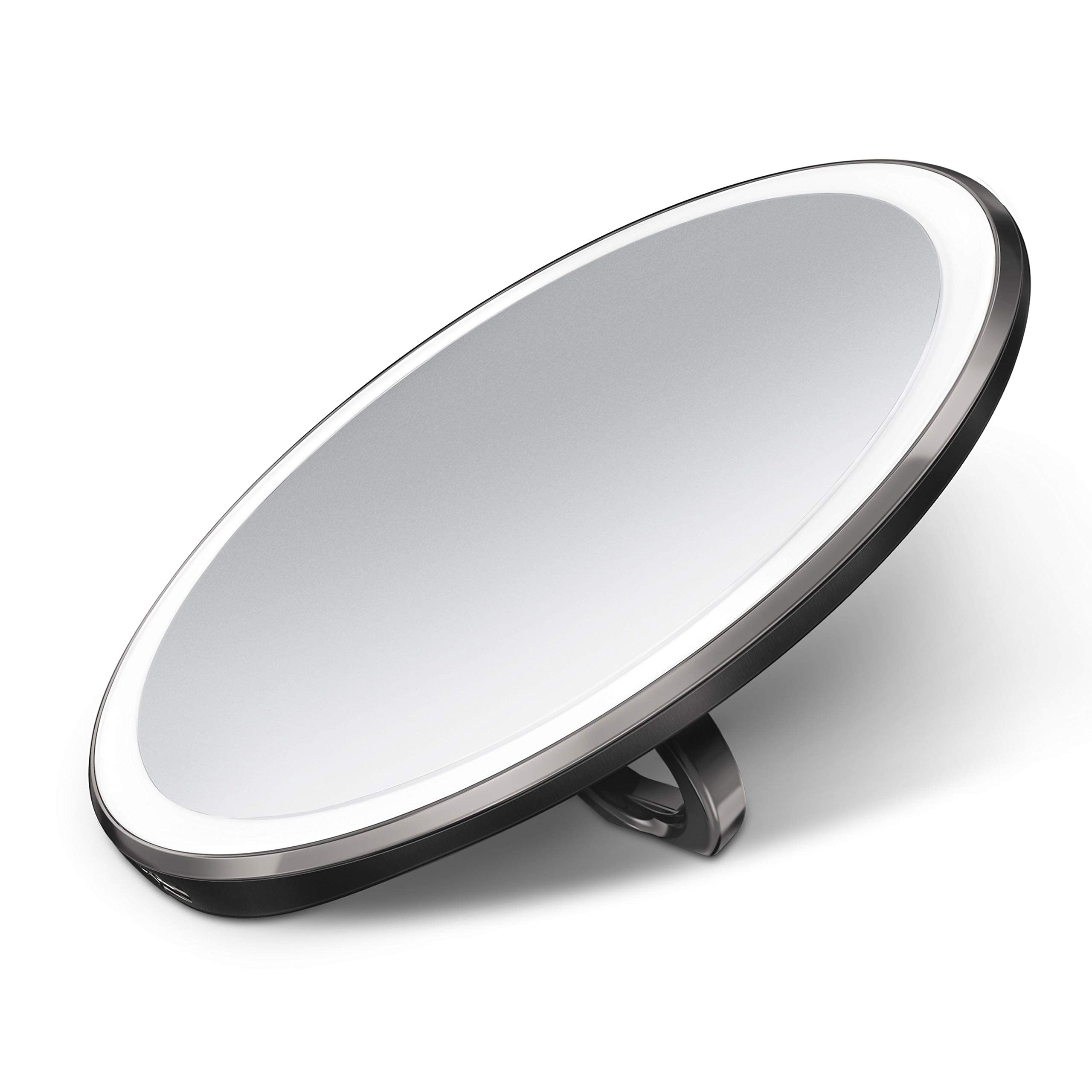 Simplehuman Sensor Mirror Compact 4'' Round, 3X Magnification,Black Stainless Steel