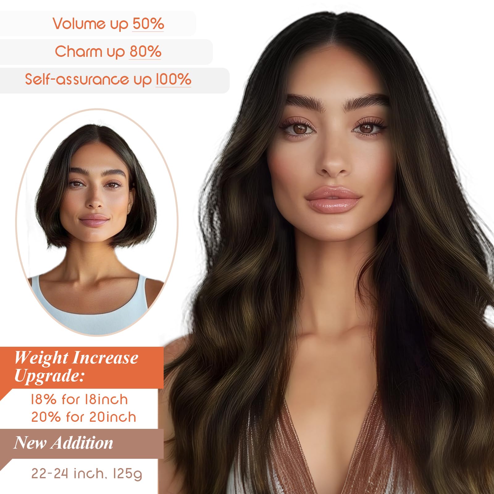 Sunny Wire Hair Extensions Real Human Hair Fish Line Human Hair Extensions Invisible Wire Extensions Darkest Brown Ombre Medium