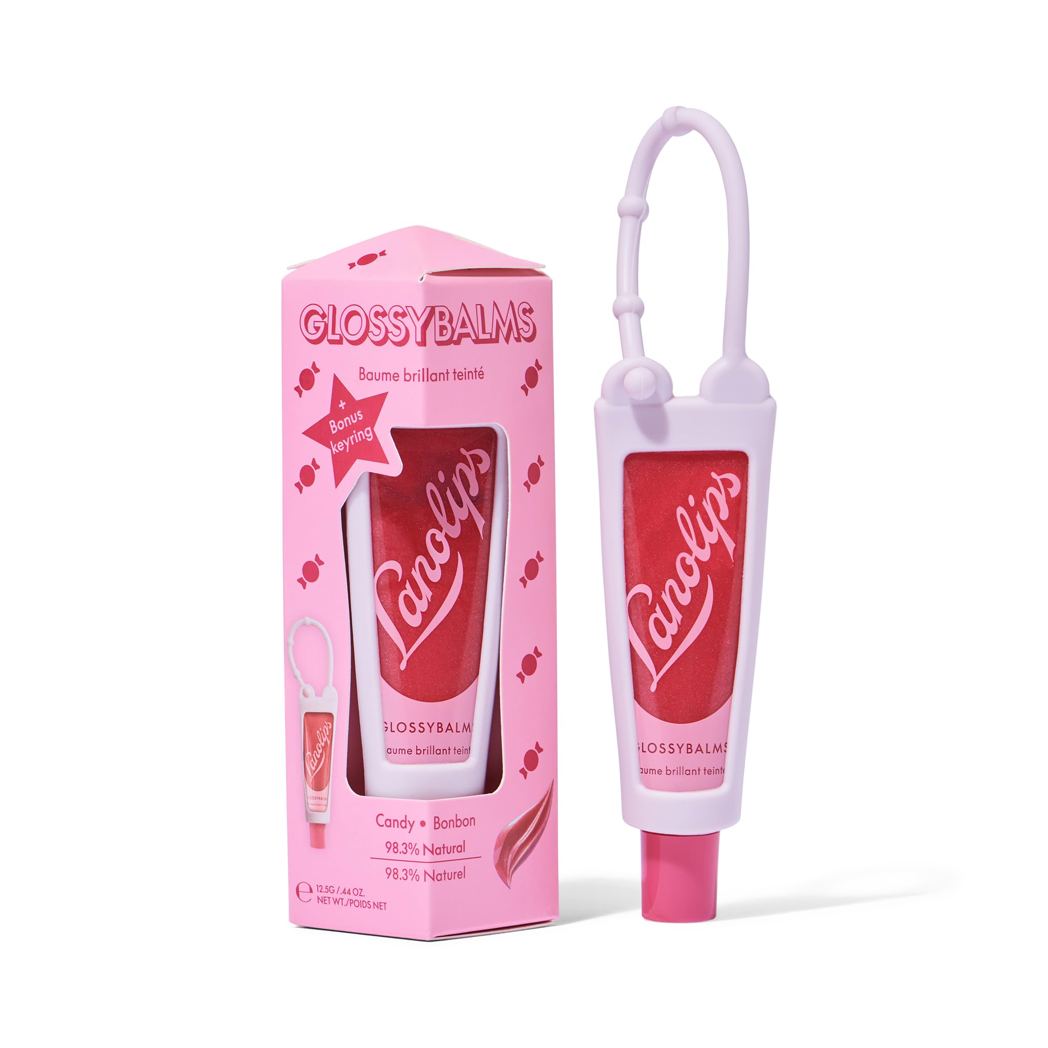 Lanolips Glossybalm Candy Bauble - Ultra Hydrating Tinted Lip Gloss for Dry, Chapped Lips - Flavored Natural Lanolin Lip Balm wi
