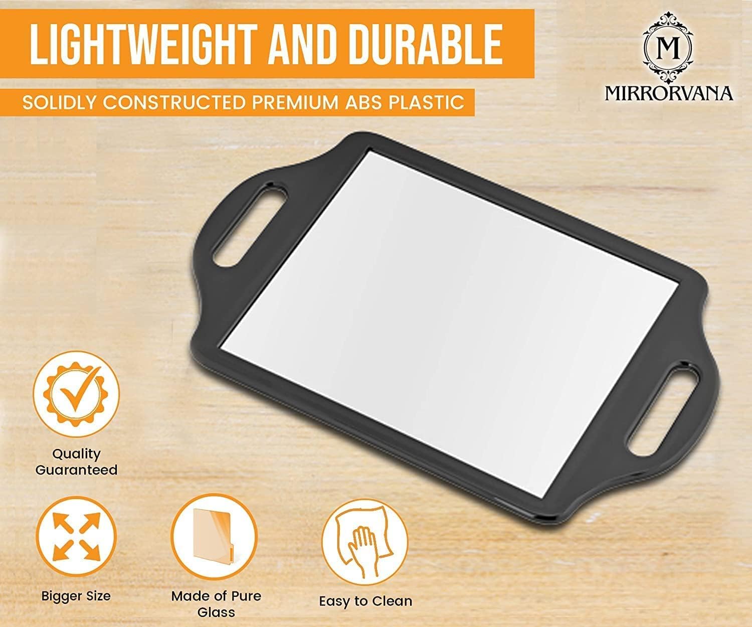 Mirrorvana X-Large Barber Hand Held Mirror With Double Comfy Handles - Big & Long Back Of Head Mirror For Men'S Haircut, Barbers