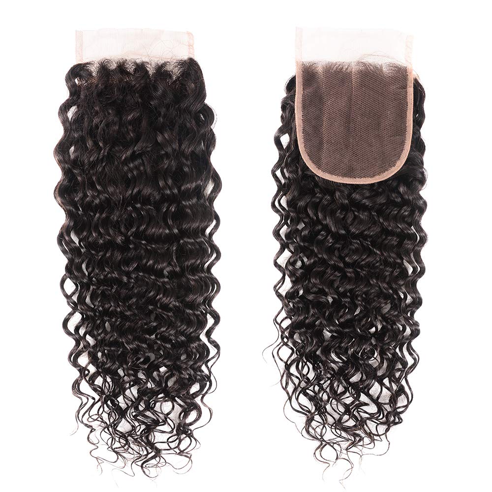 Water Wave Bundles With Closure Free Part Wet And Wavy Unprocessed Virgin Human Hair 100% Human Hair Extensions Water Wave Closu