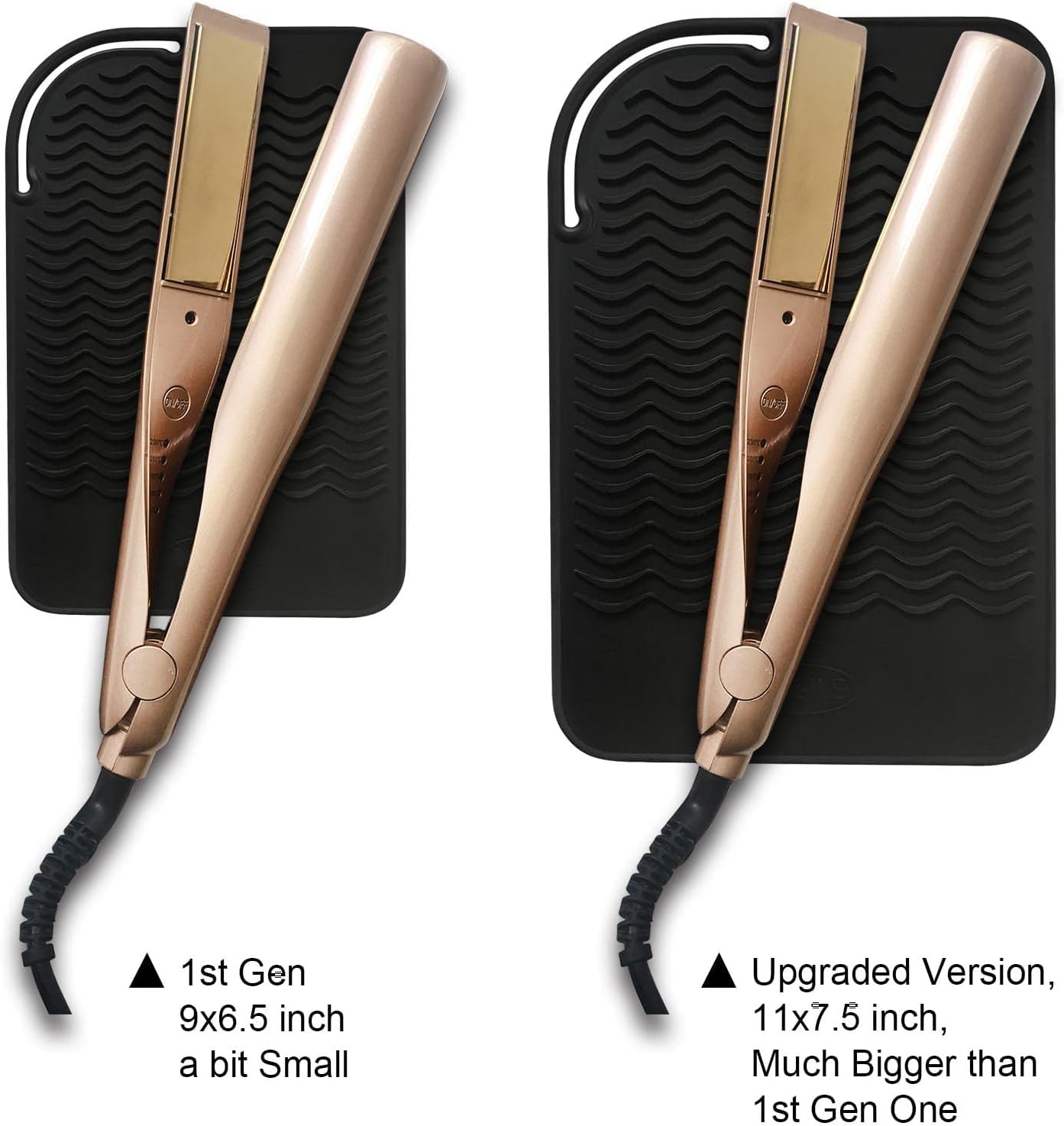 Sygile Pack of 2 11 X 7.5 Large Silicone Heat Resistant Travel Mat for Hair Straighteners, Curling Irons, Flat Irons, Hair Dryer