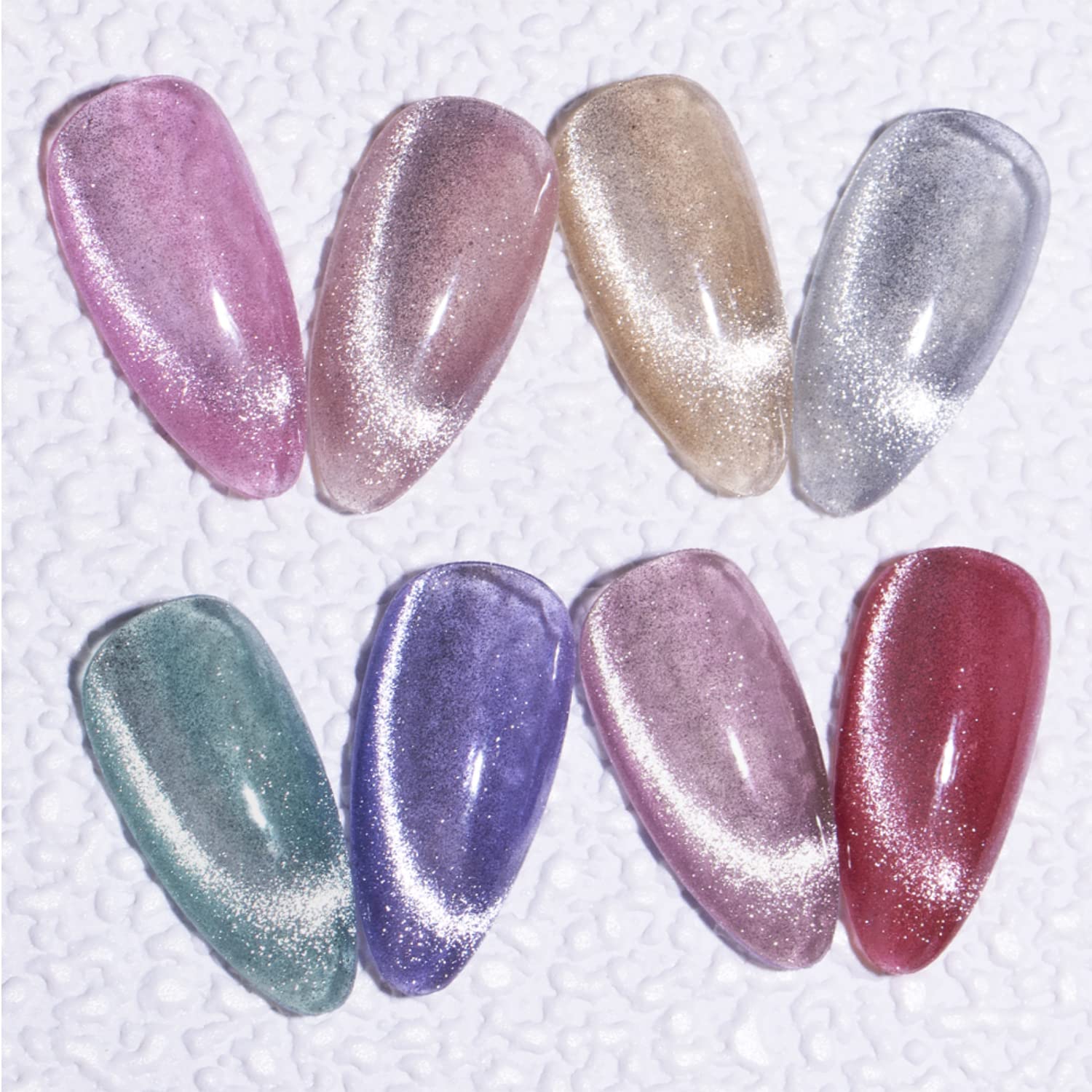 Senvenski Silver Cat Eye Gel Nail Polish Crystal Holographic Magnetic Reflective Glitter Gel Polish Snowlight Chameleon Universa