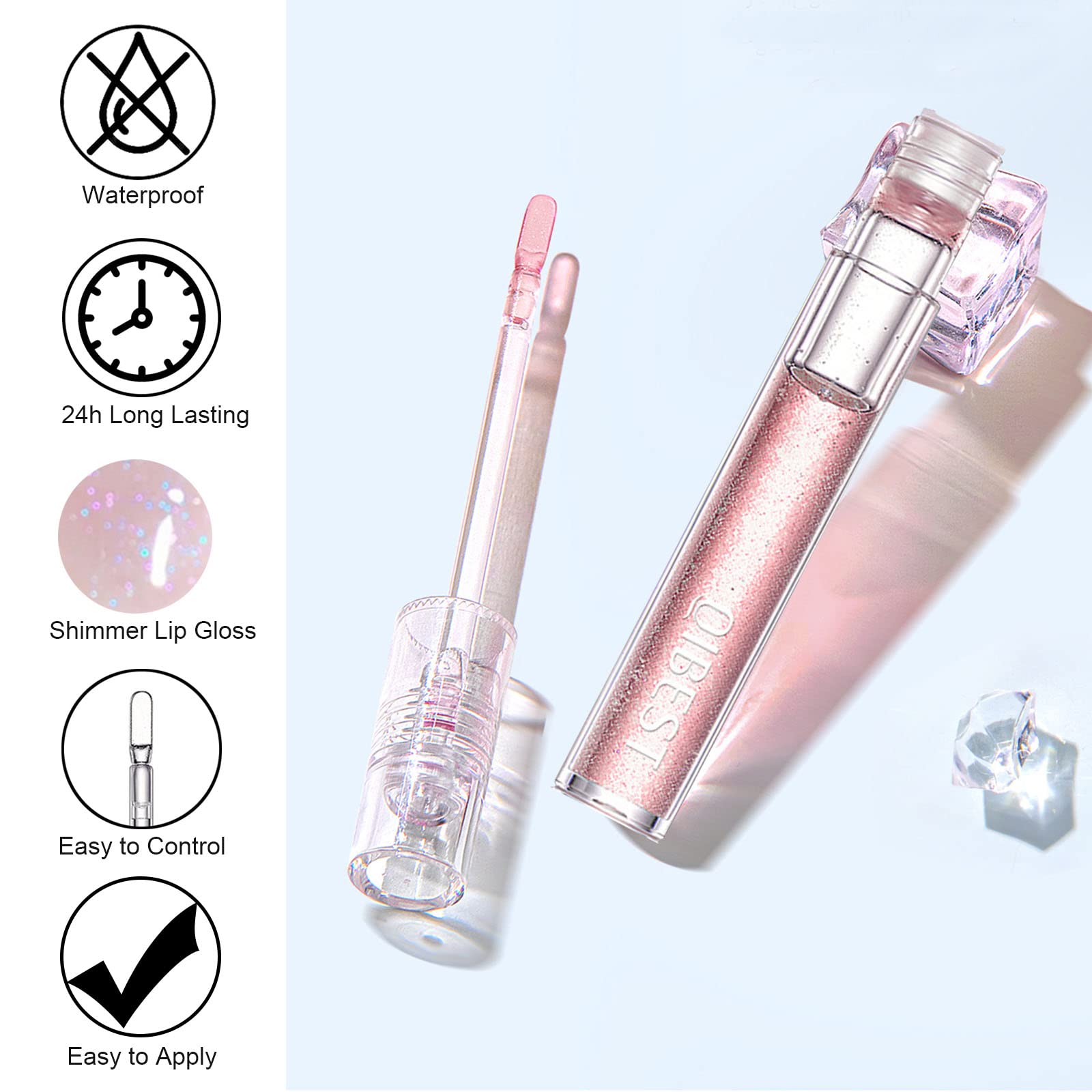 Rosarden Shimmer Hydrating Lip Gloss - Moisturizing Glossy Lip Plumping Gloss - Non Sticky, Waterproof & Long Lasting Pink Lip G