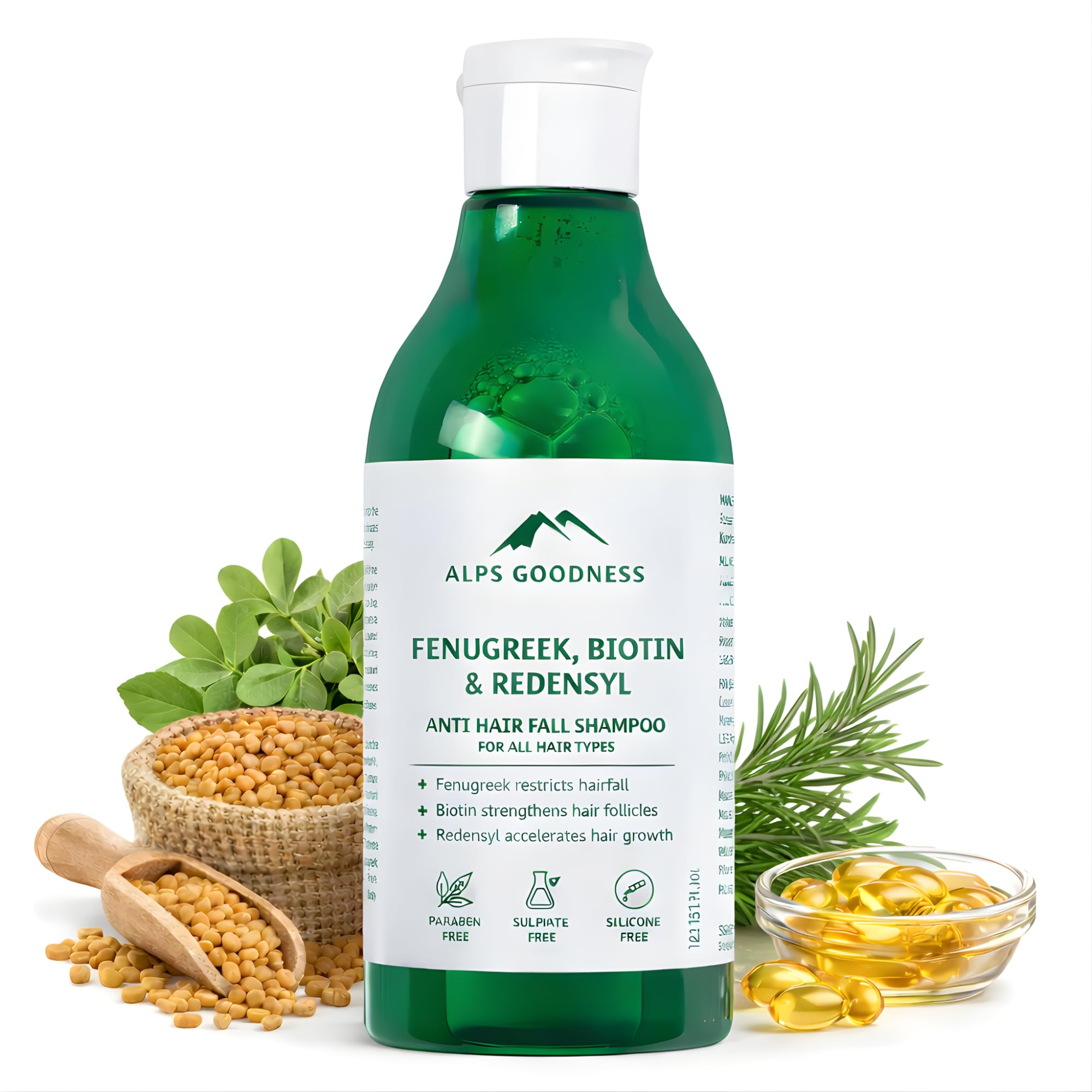 Alps Goodness Fenugreek, Biotin & Redensyl Anti Hairfall Shampoo For All Hair Types, 290 Ml | Hair Strengthening Shampoo For Dry